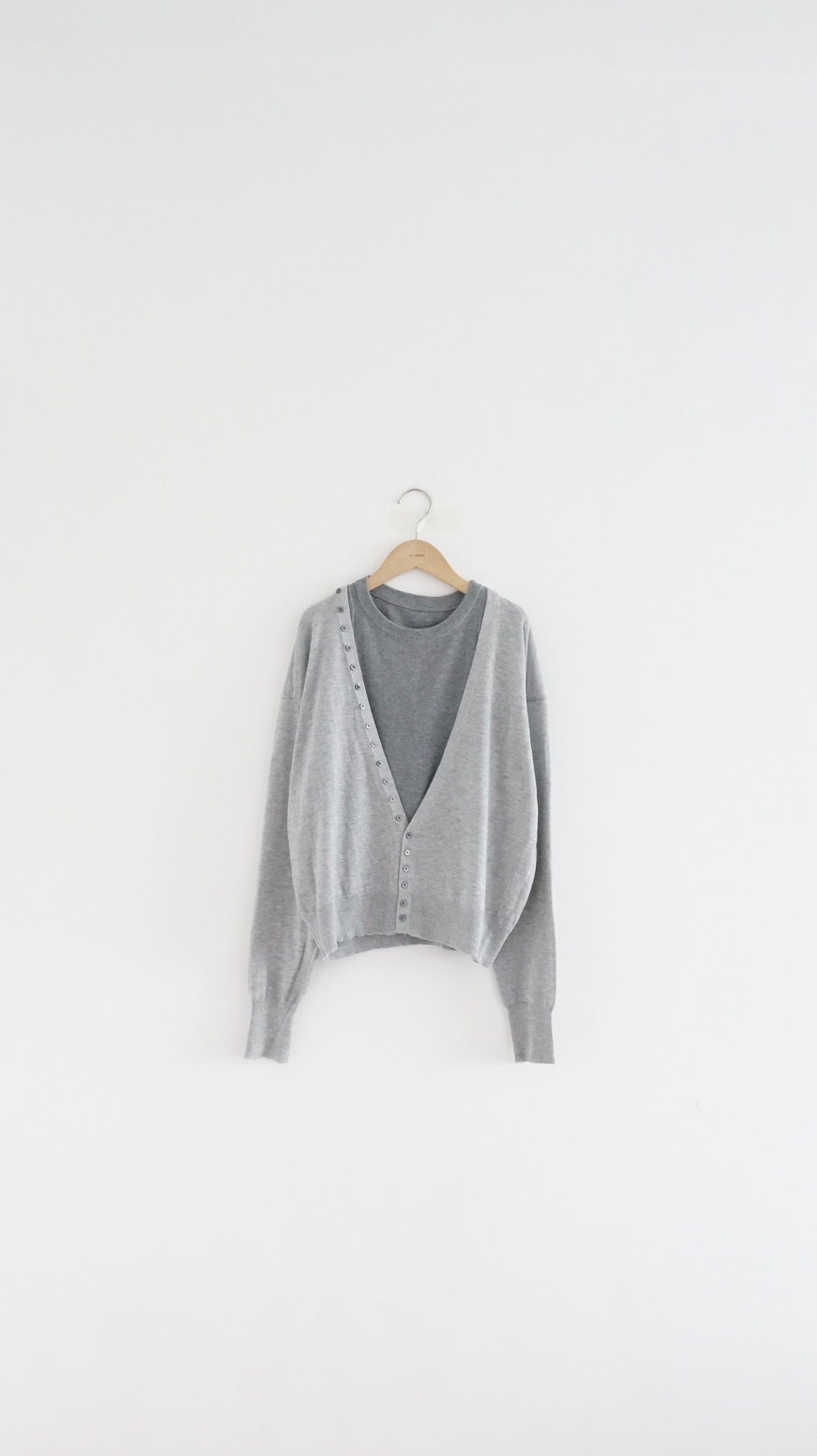 detail button cardigan in grey (pre-order)