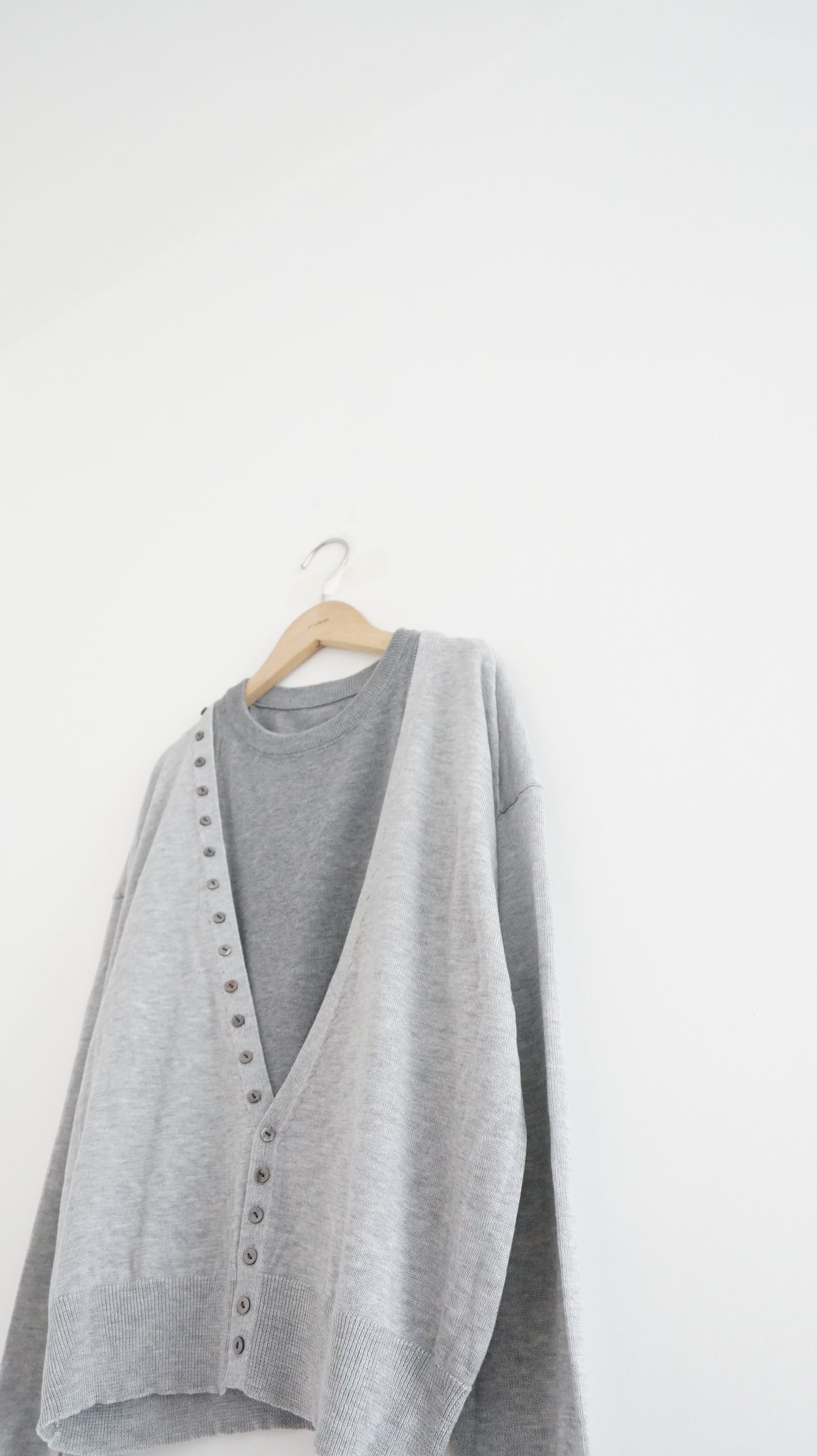 detail button cardigan in grey (pre-order)