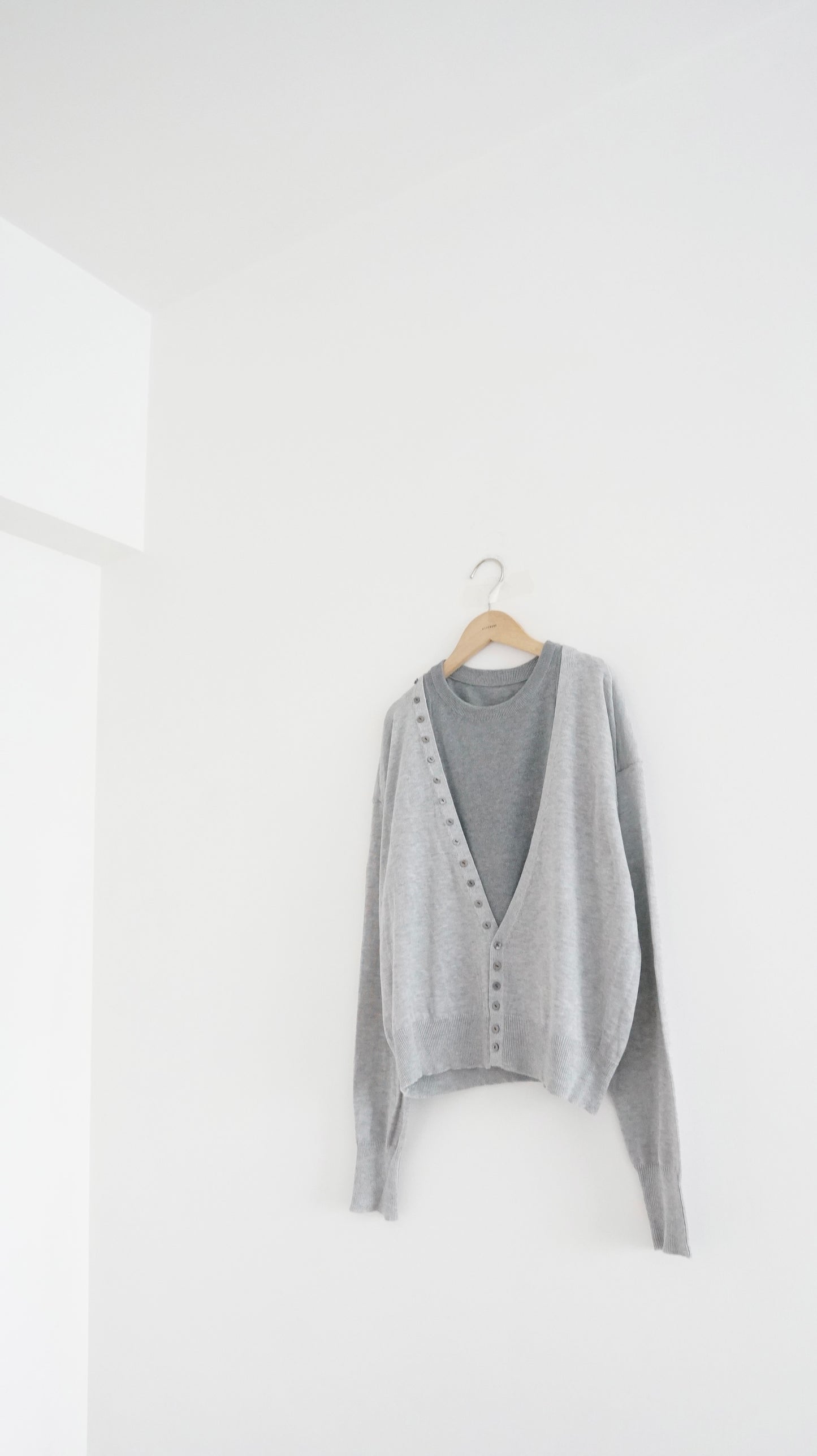 detail button cardigan in grey (pre-order)