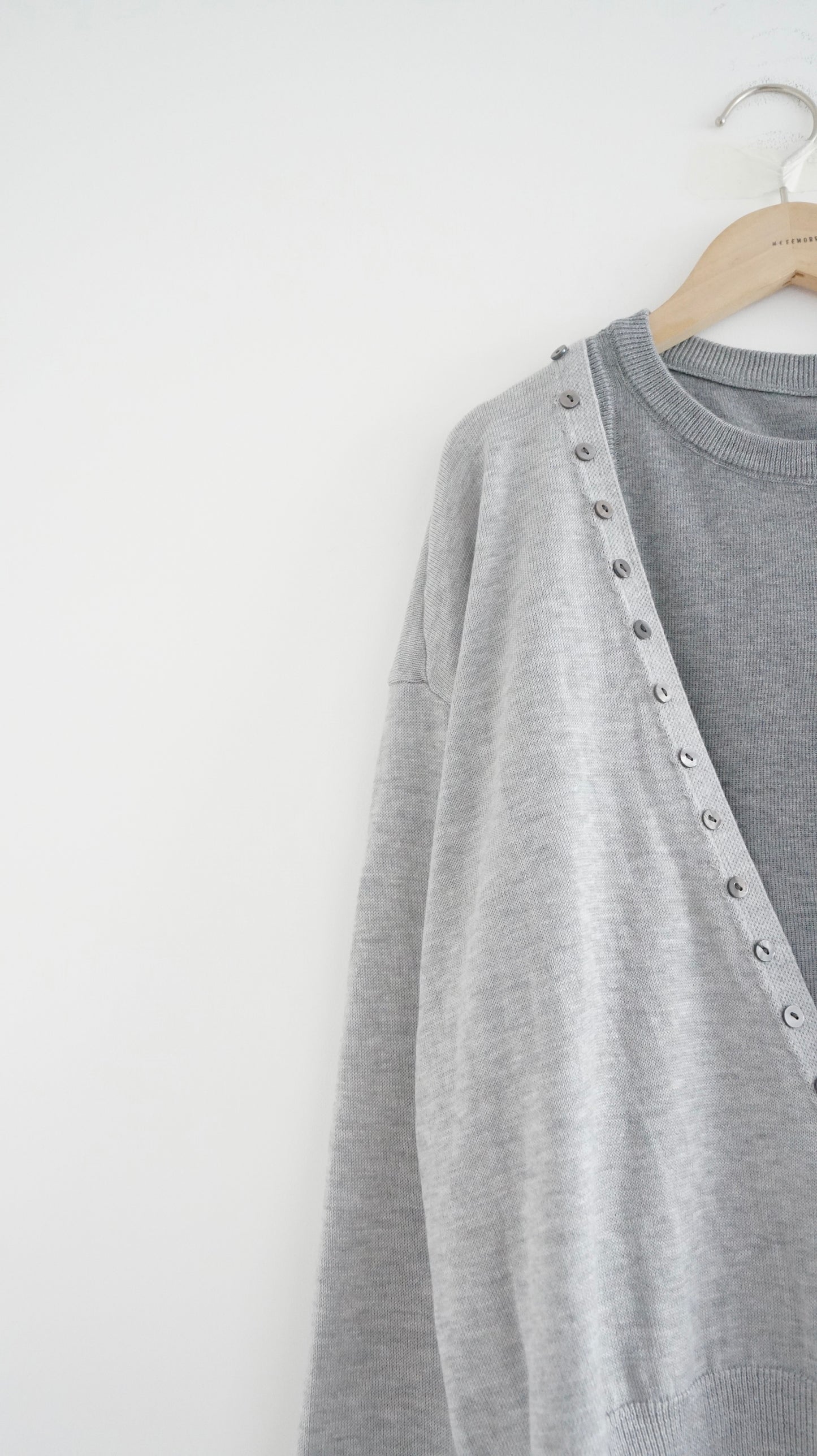 detail button cardigan in grey (pre-order)