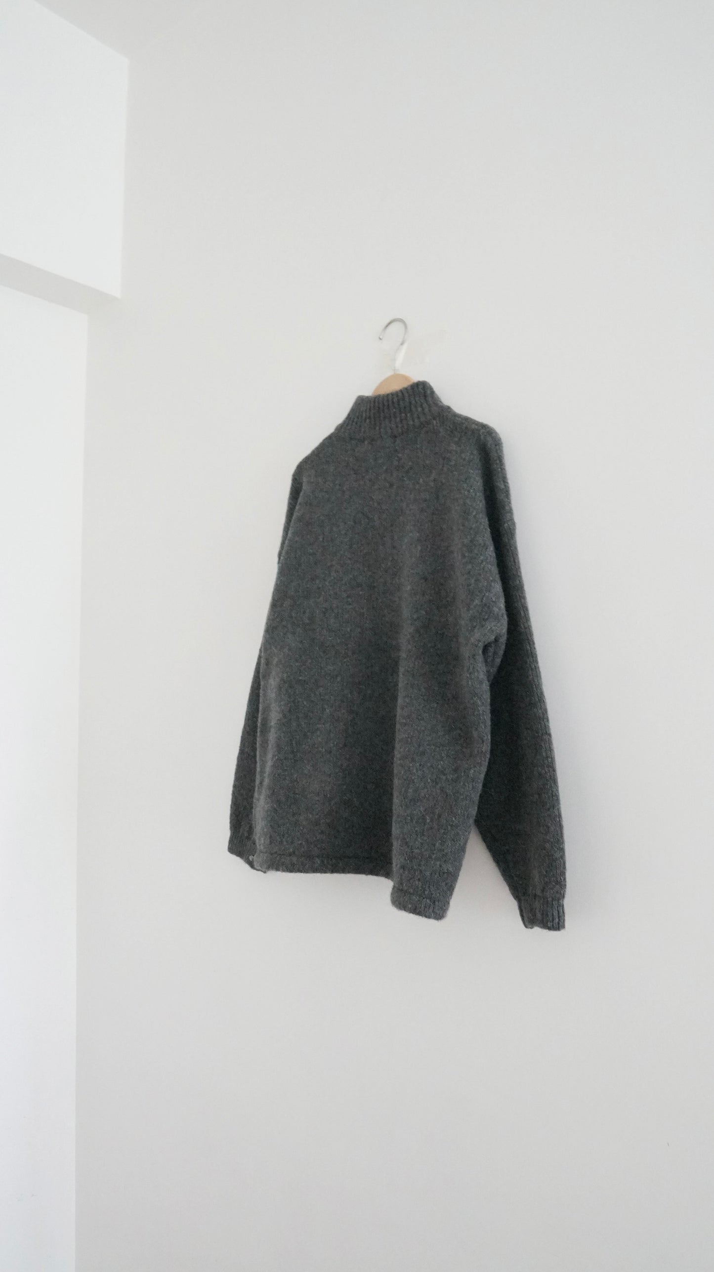 patchwork turtle-neck knitted sweater in grey (pre-order)