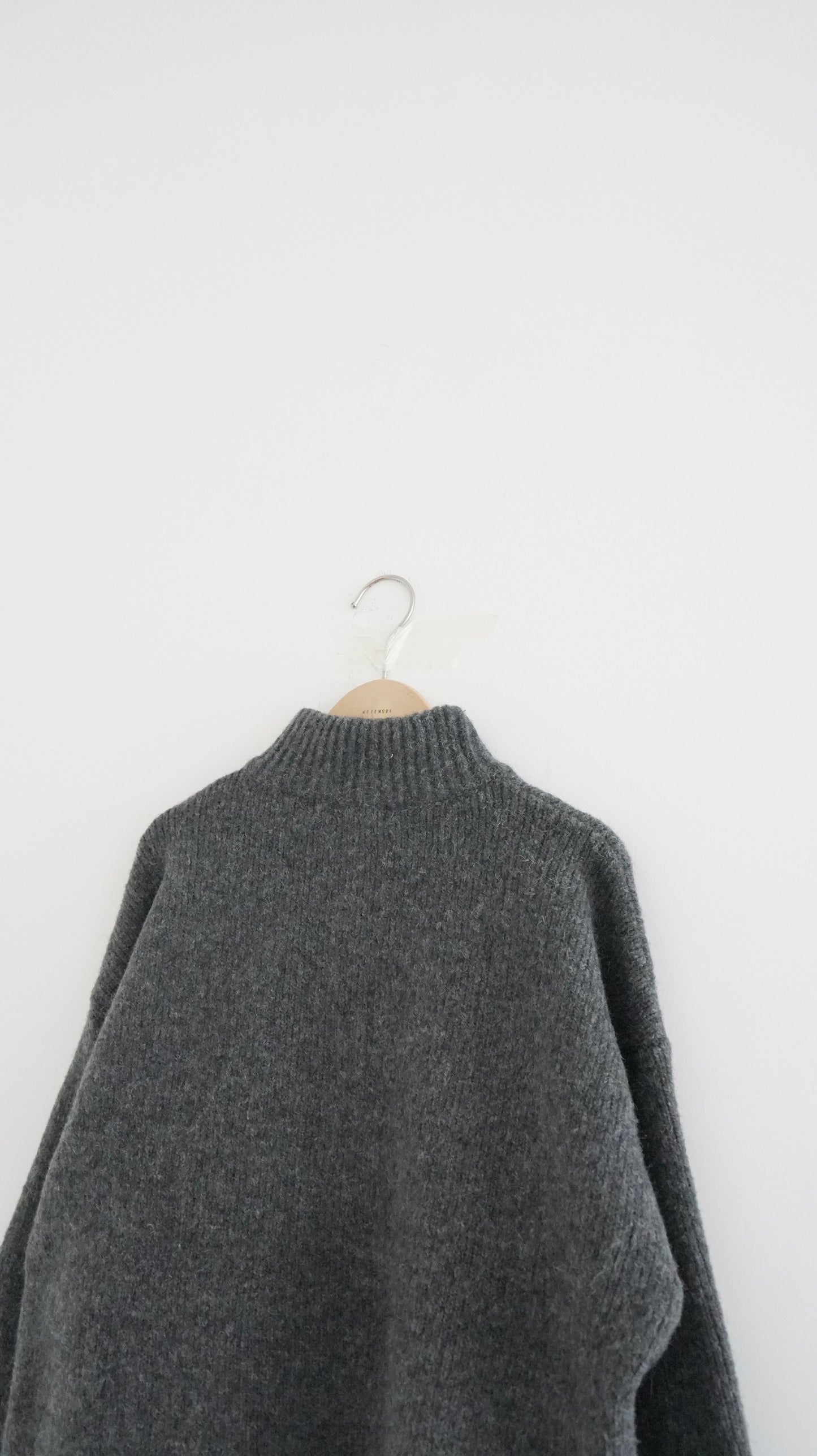 patchwork turtle-neck knitted sweater in grey (pre-order)