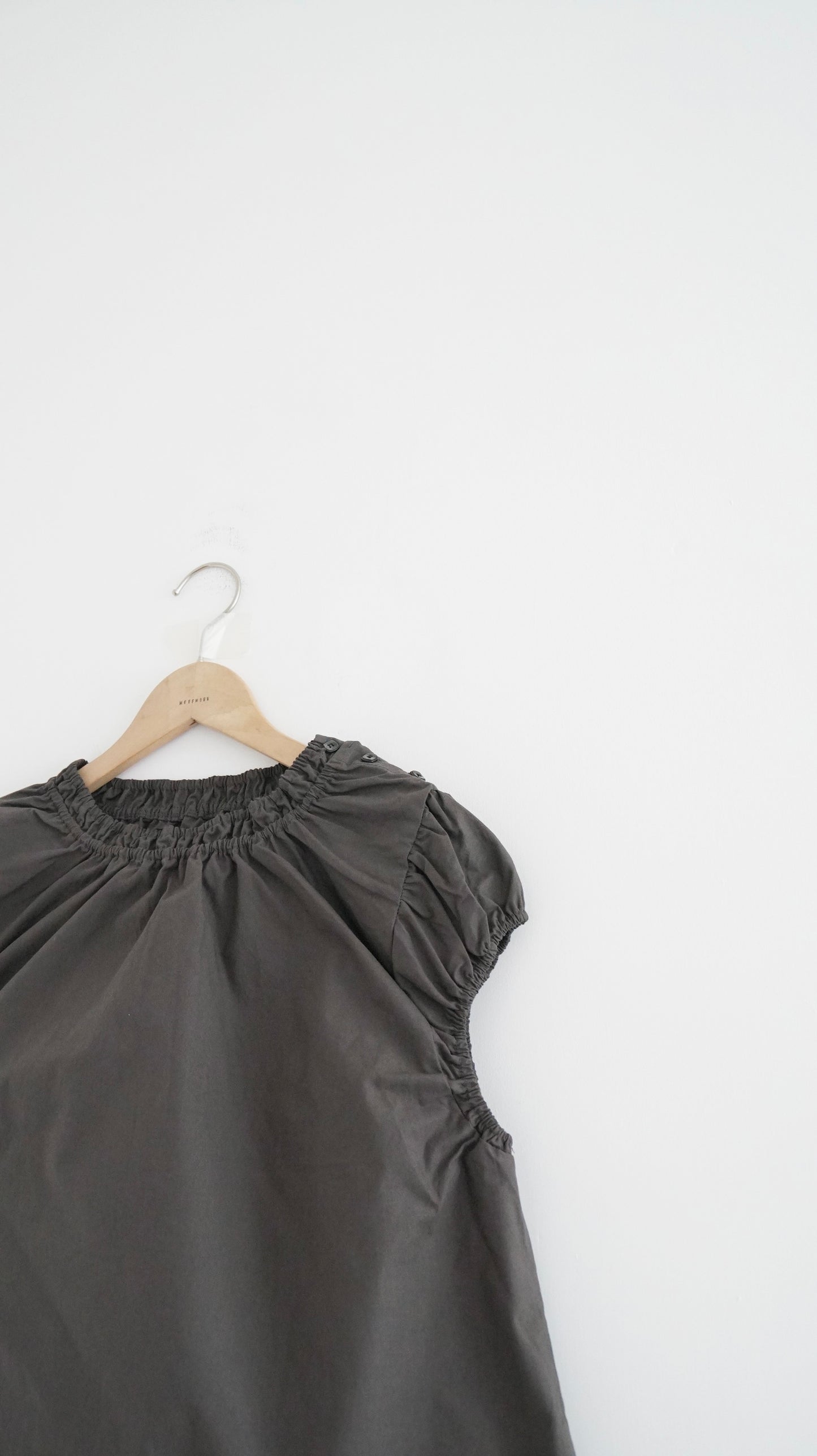 petal neck blouse in charcoal