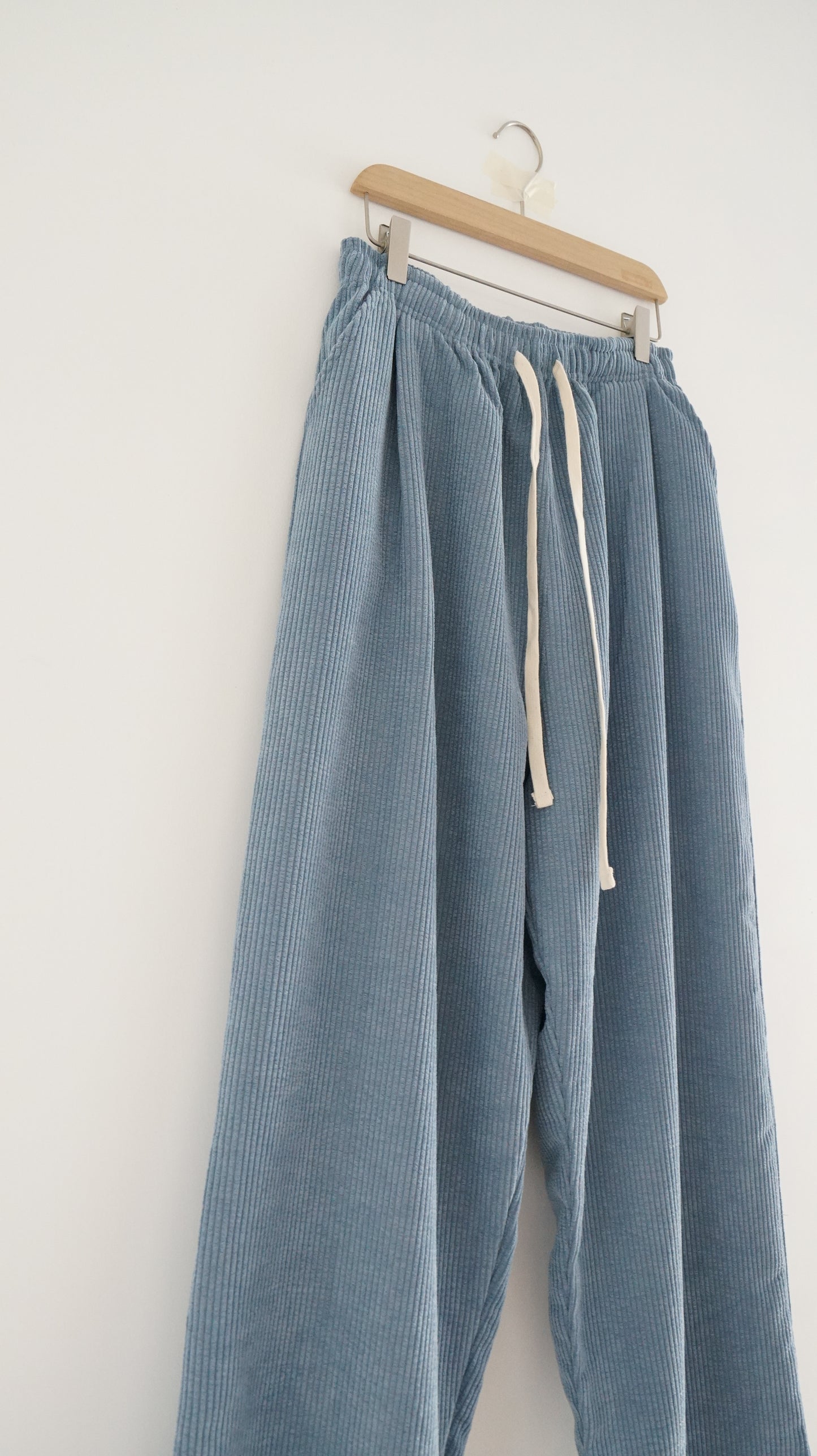 cozy corduroy wide pants in lake blue ( pre-order )