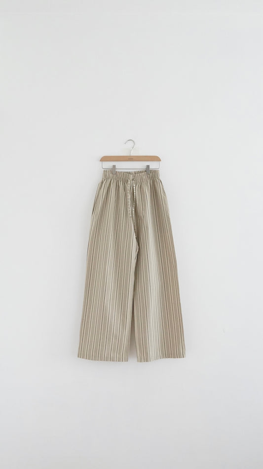high-end striped pants in beige