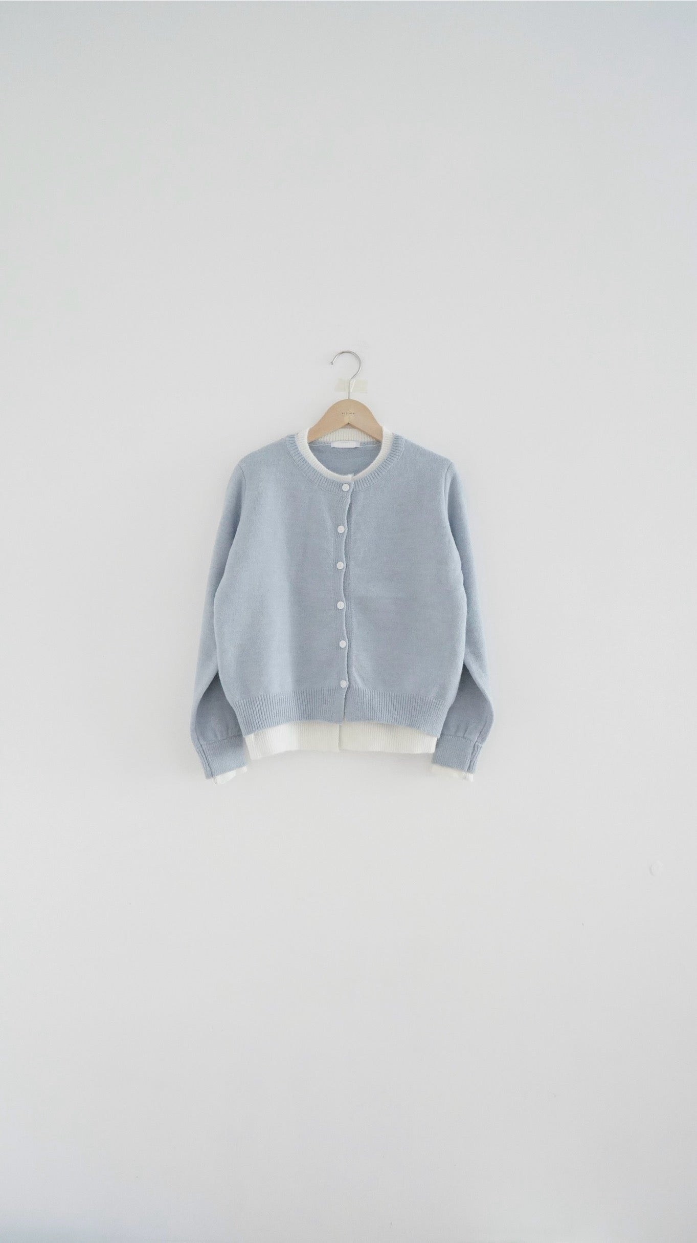 layered knit cardigan in baby blue ( pre-order )