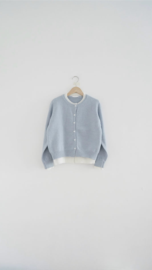 layered knit cardigan in baby blue ( pre-order )