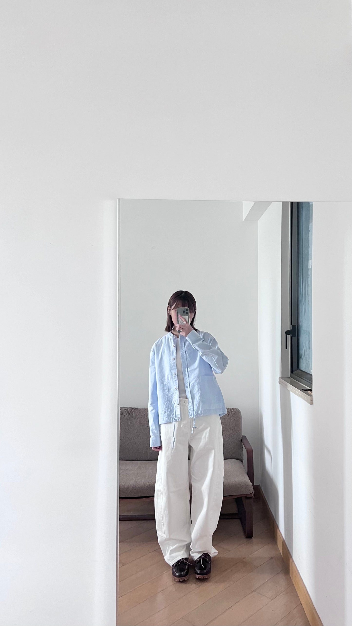 high-quality cocoon denim pants in white (S)