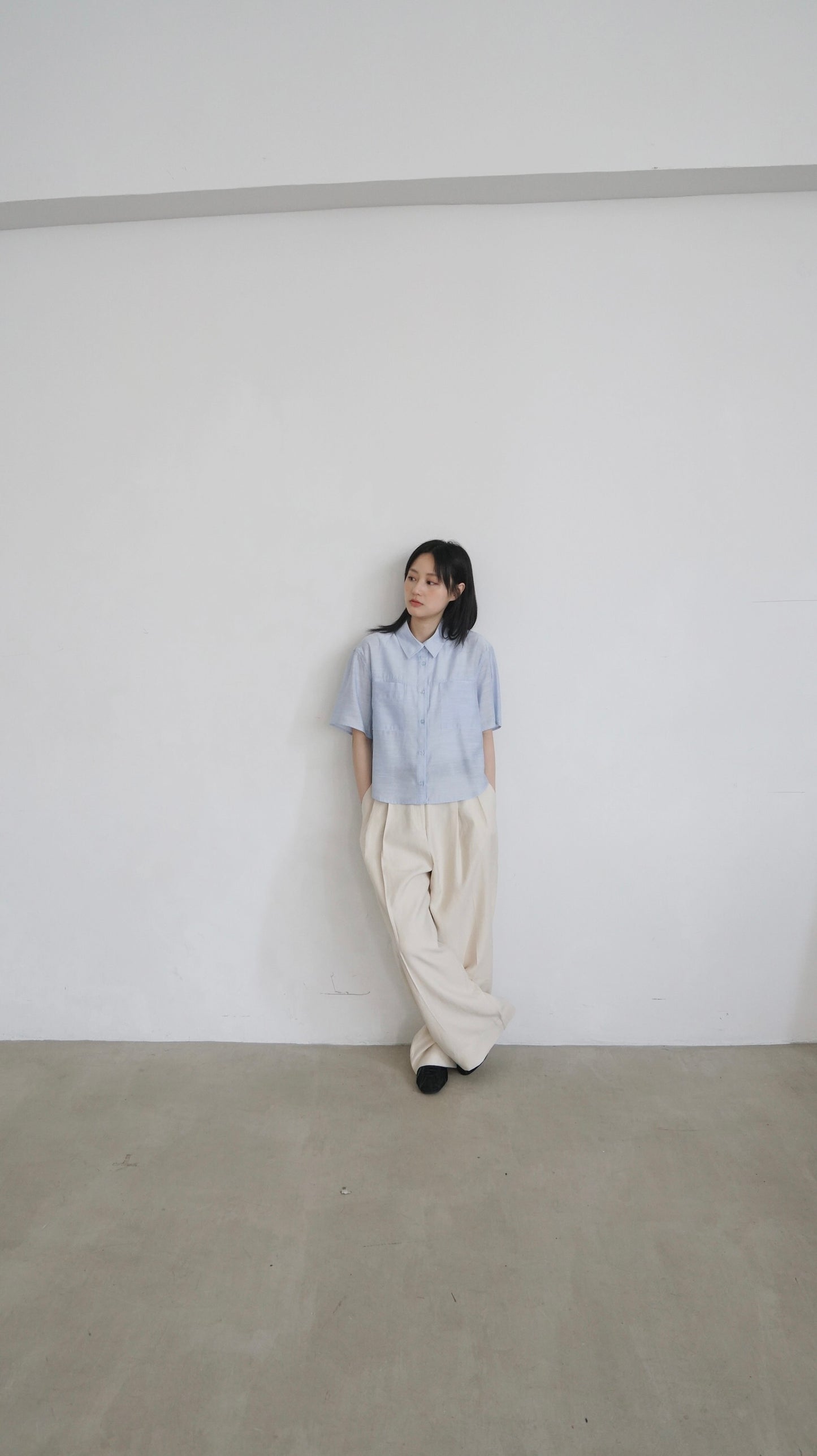 airy rayon shirt in sora (pre-order)