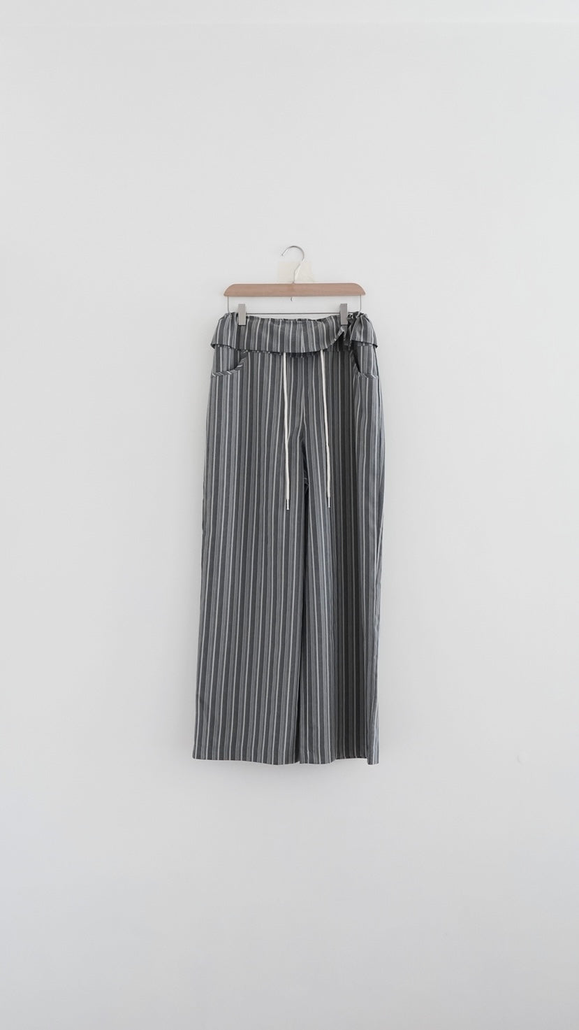 elan retro low waist striped pants in grey (pre-order)