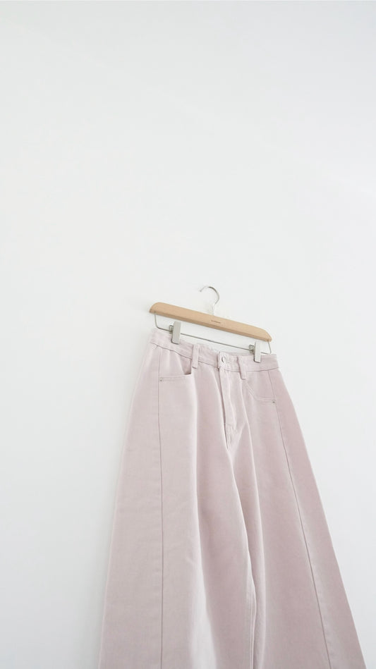 blush pink wide-leg denim pants (pre-order)