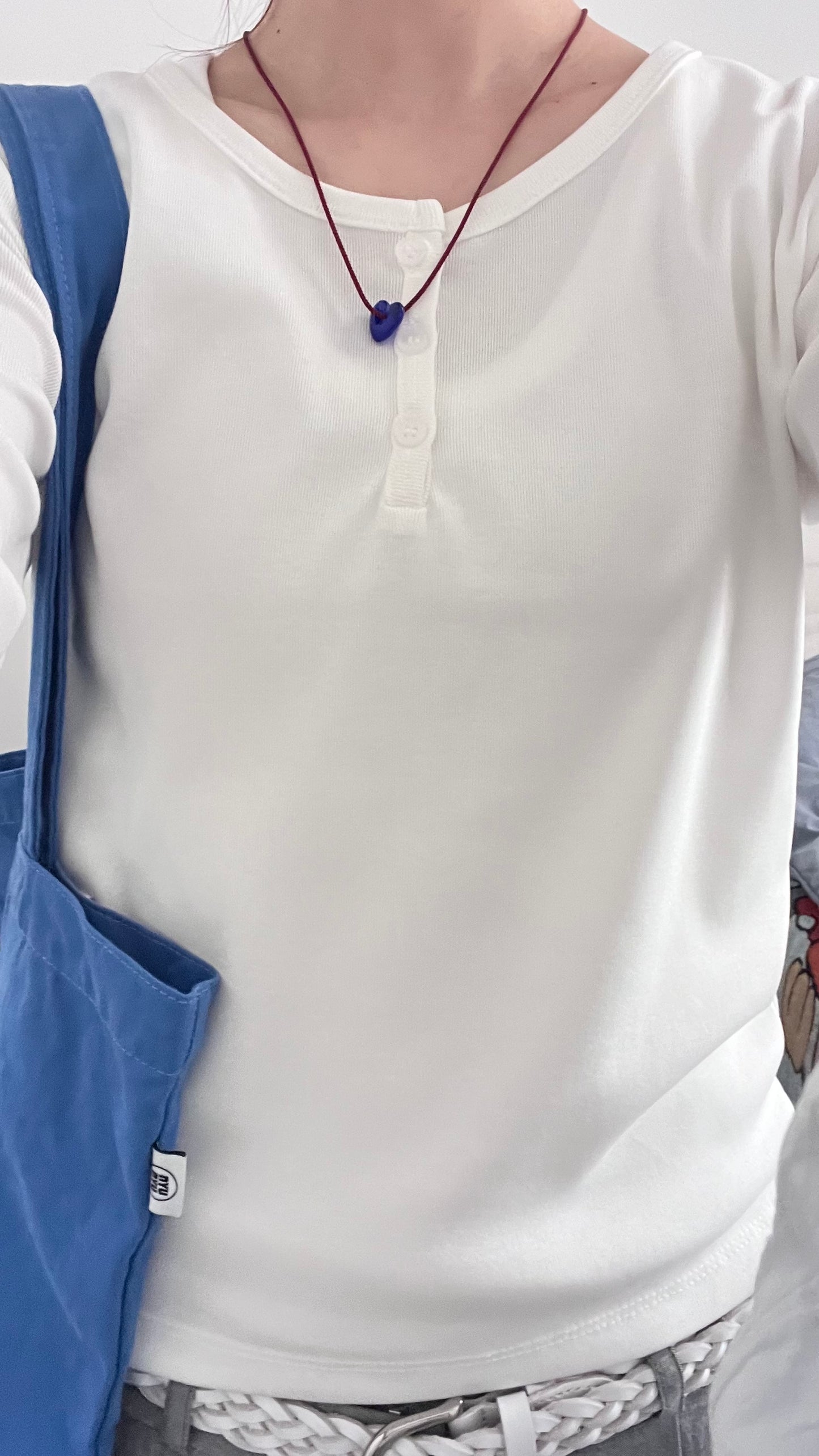 ann cotton henley half-sleeve tee in white (pre-order)