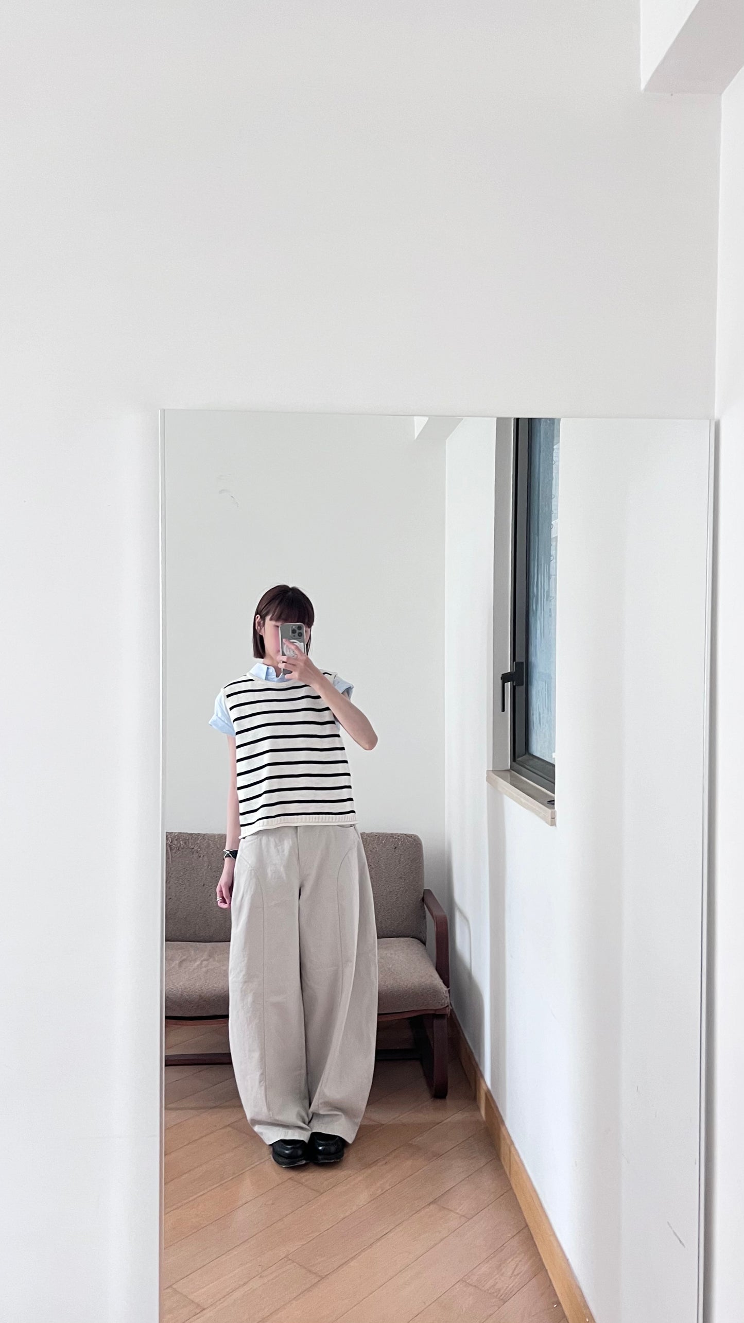 back side button linen vest in ivory (pre-order)