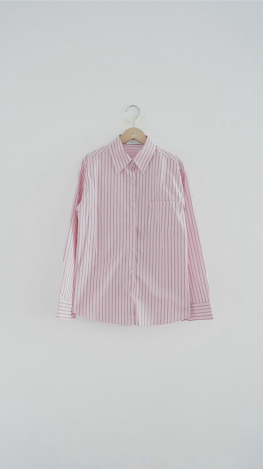 90s vintage striped shirt in rose pink ( pre-order )