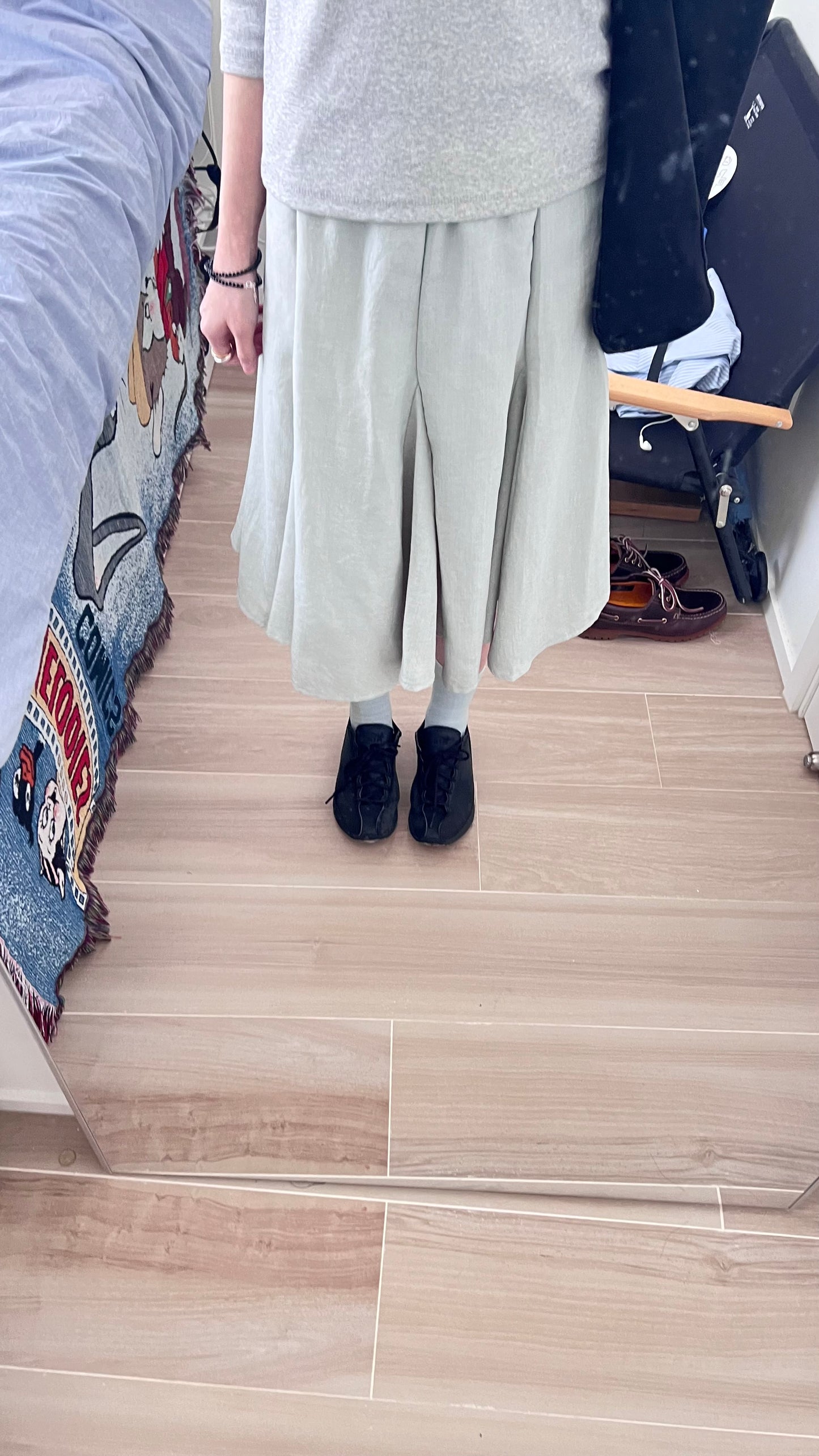 belle panelled flare midi skirt in mint (pre-order)