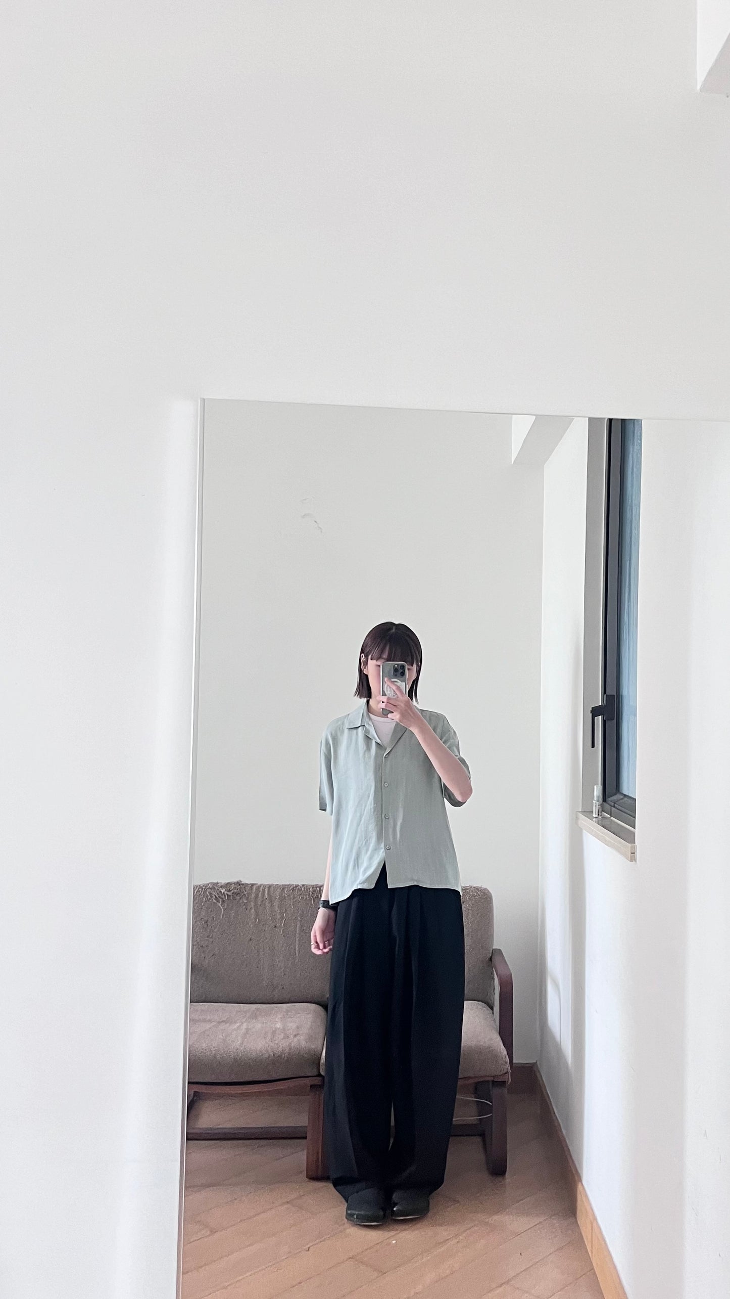 linen summer shirt in sage (pre-order)