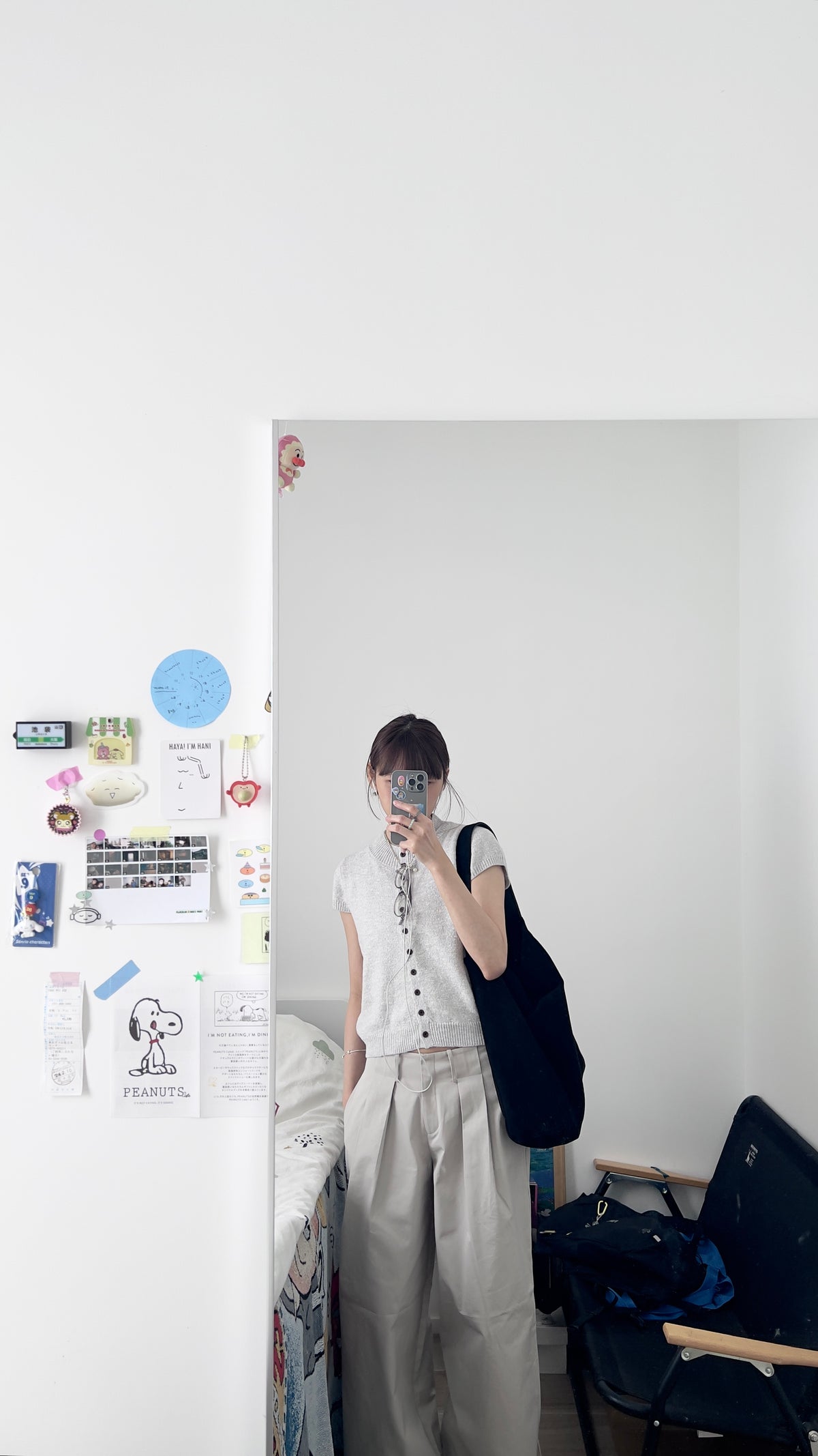 yoru button neck knit top in grey (pre-order)