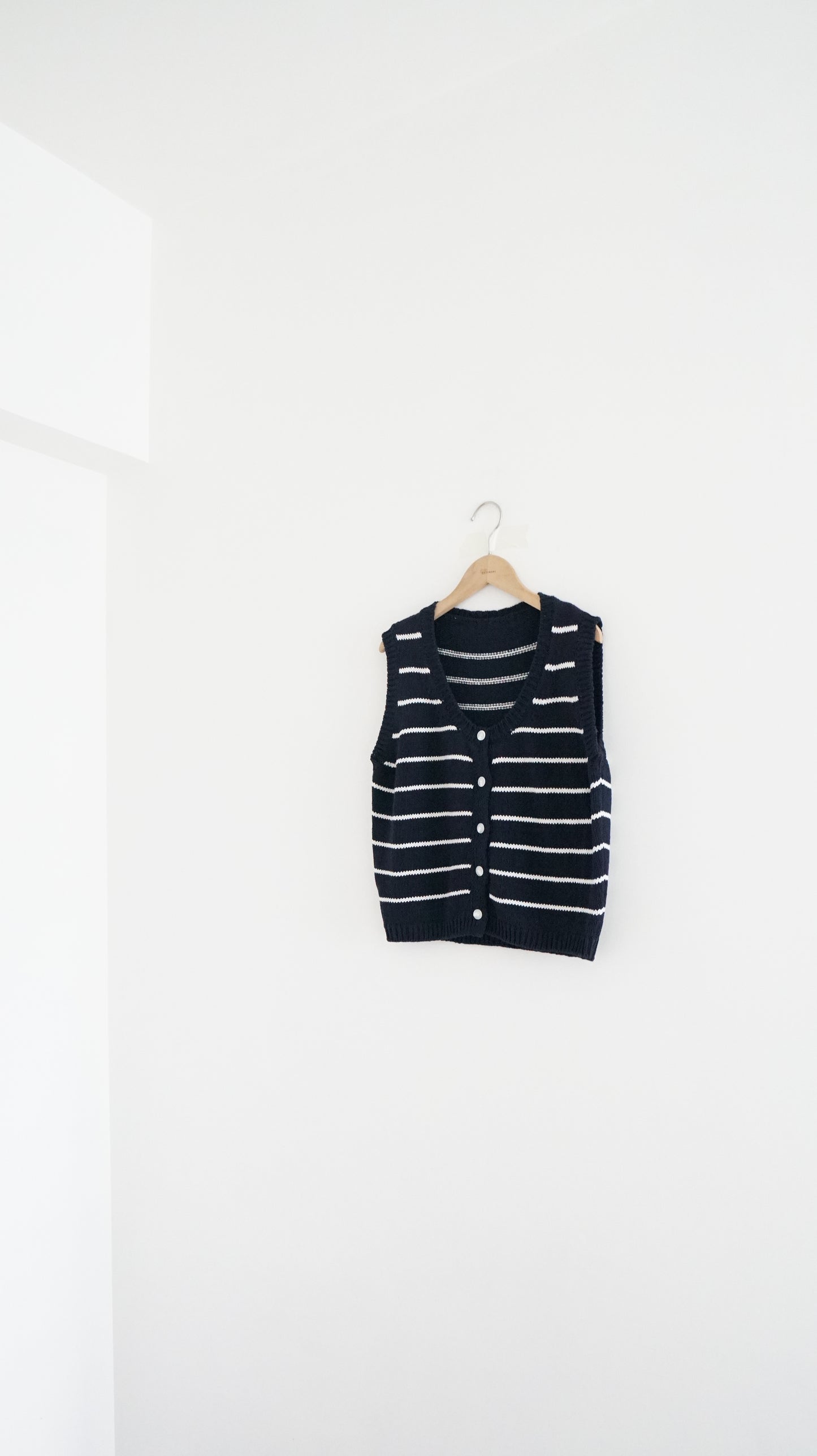 striped linen vest in navy (pre-order)