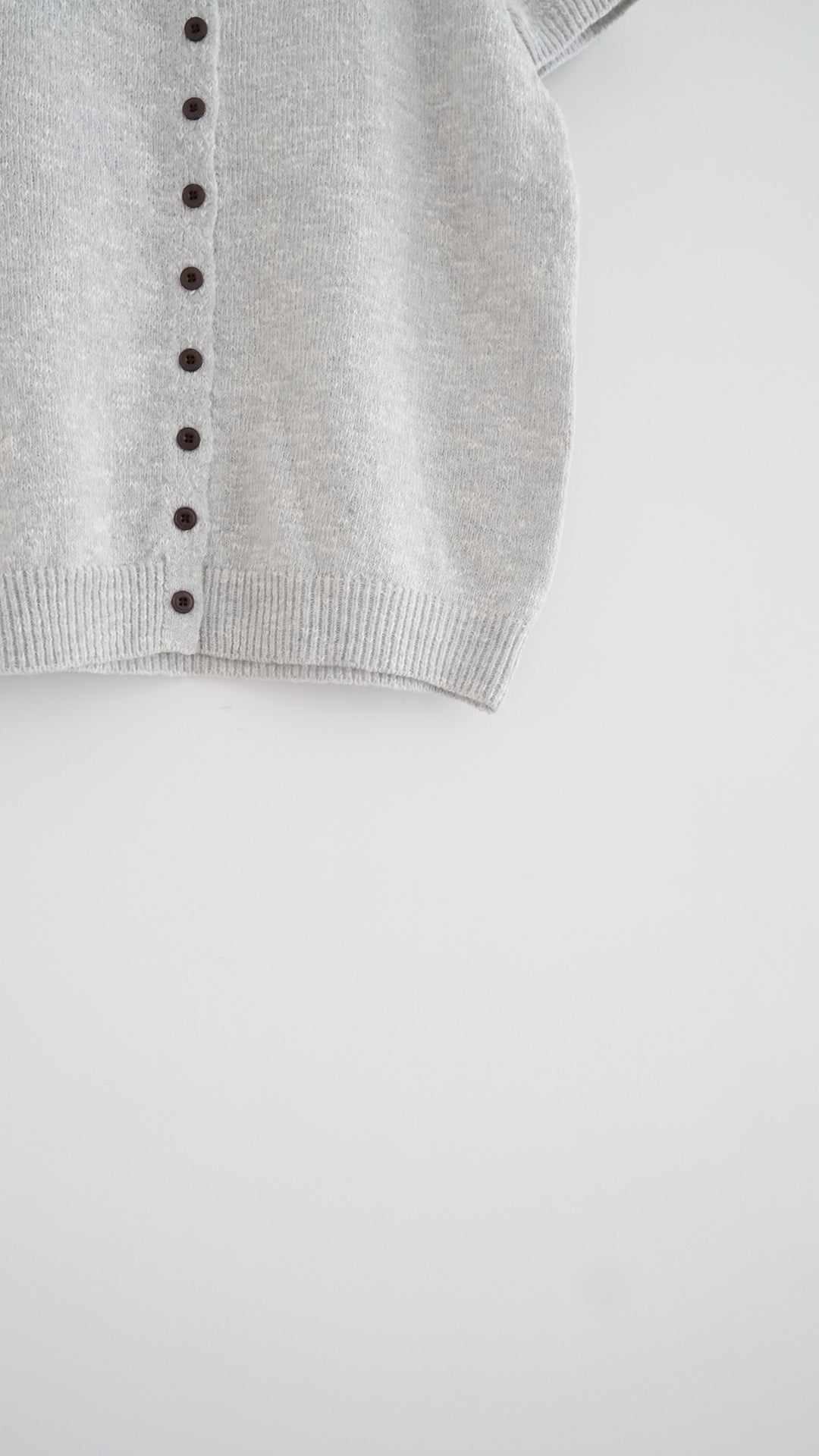 yoru button neck knit top in grey (pre-order)