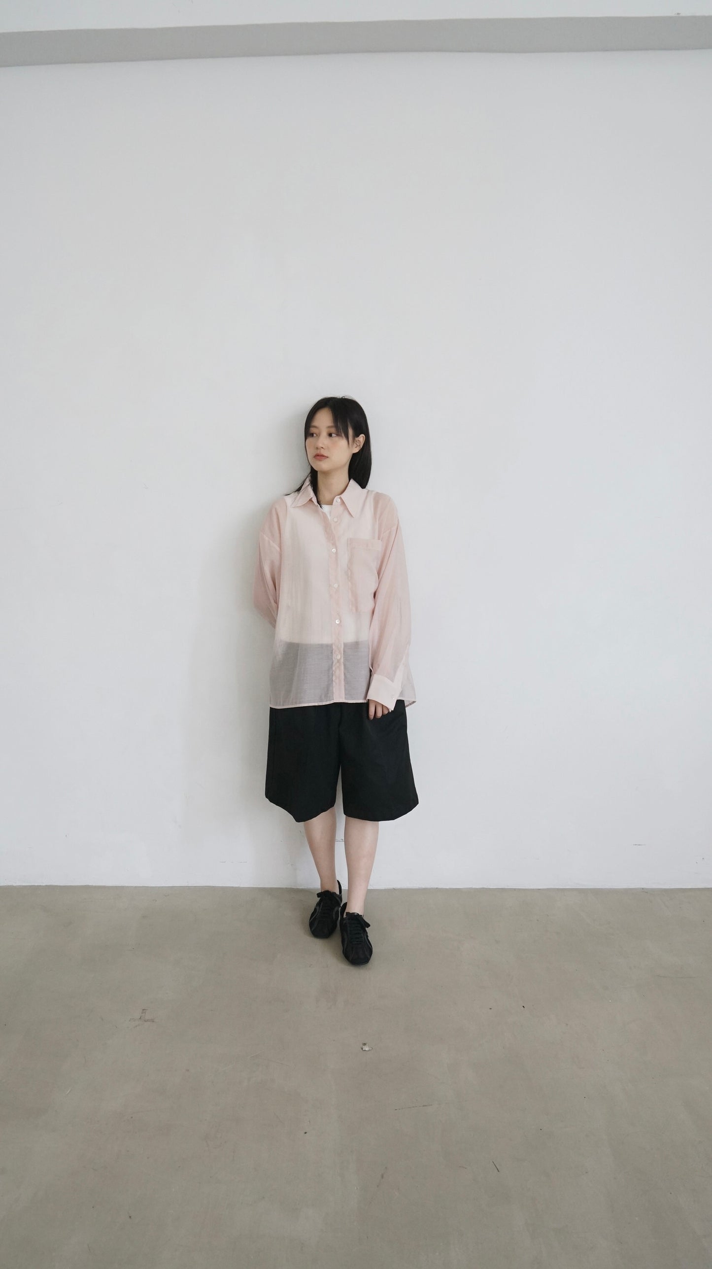 high-quality sheer shirt in soft pink (pre-order)