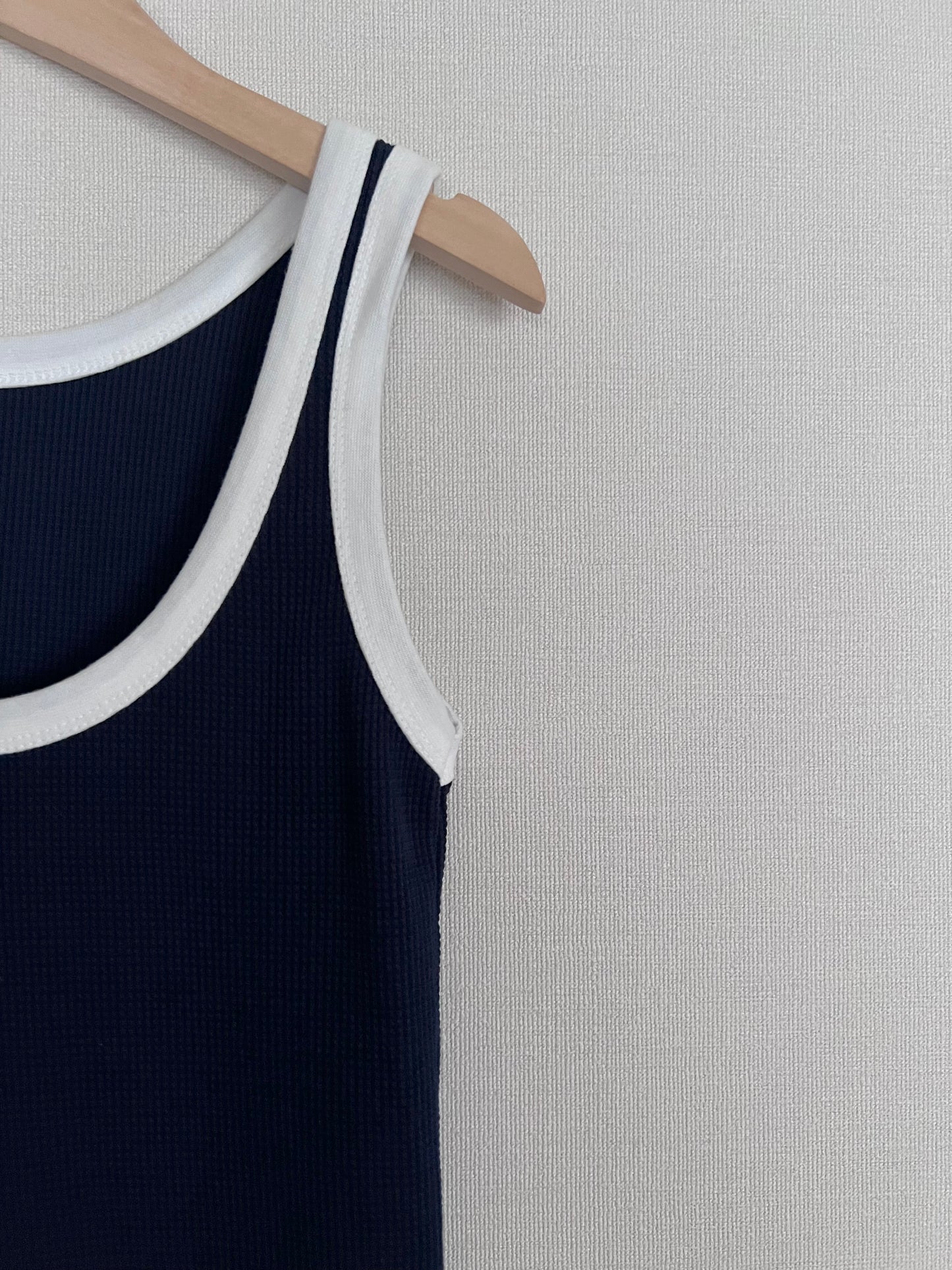 waffle vest top in navy