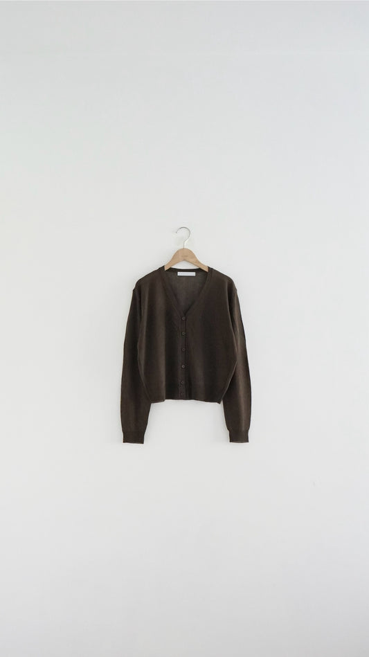 airy sheer v-neck cardigan in brown