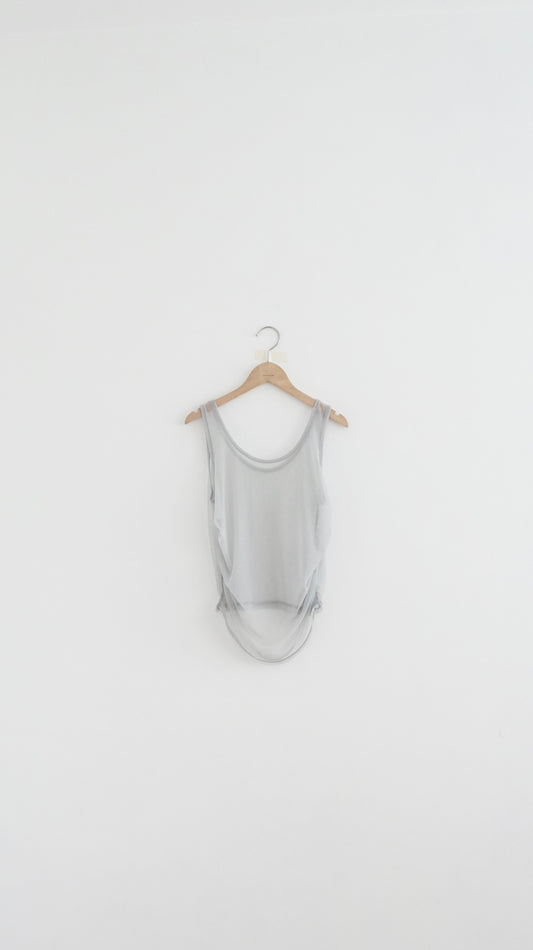 sheer pleat vest in grey (pre-order)