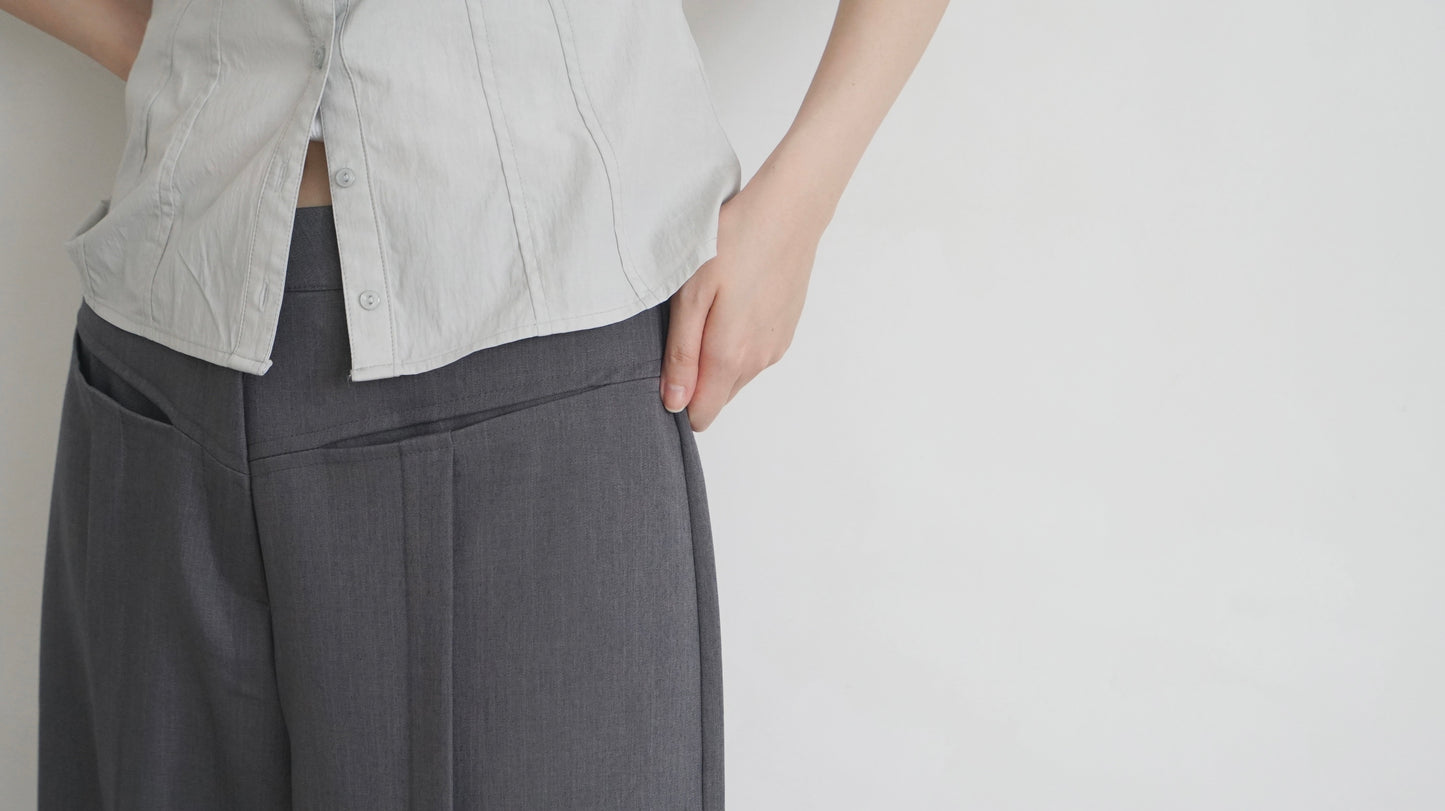 suit pocket straight-leg pants in dark grey (pre-order)