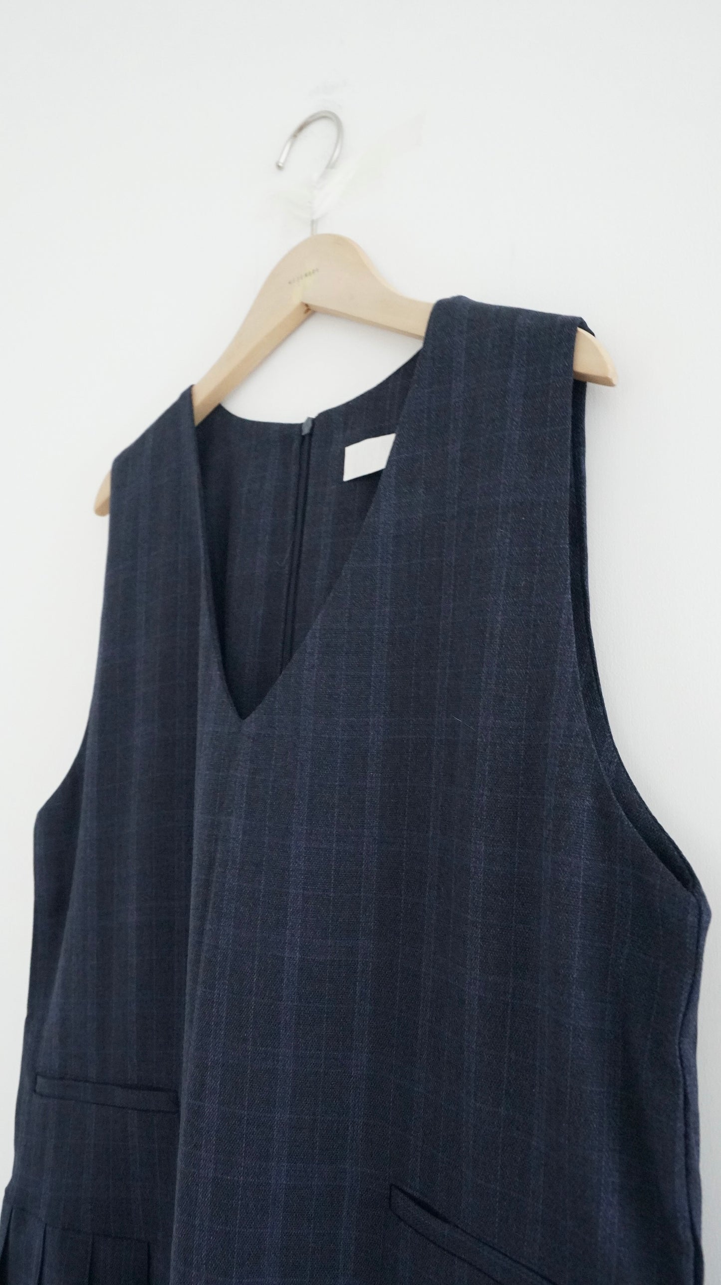 high-end checked dress in navy ( pre-order )