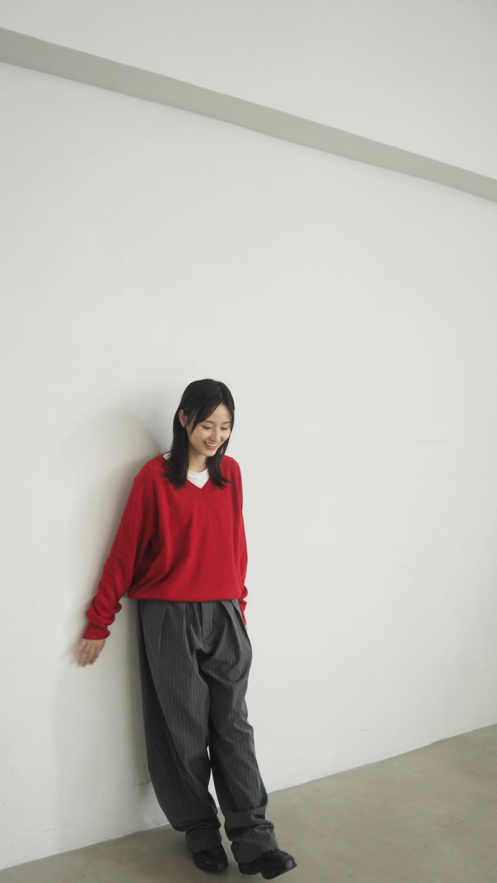 v-neck wool sweater in red (pre-order)