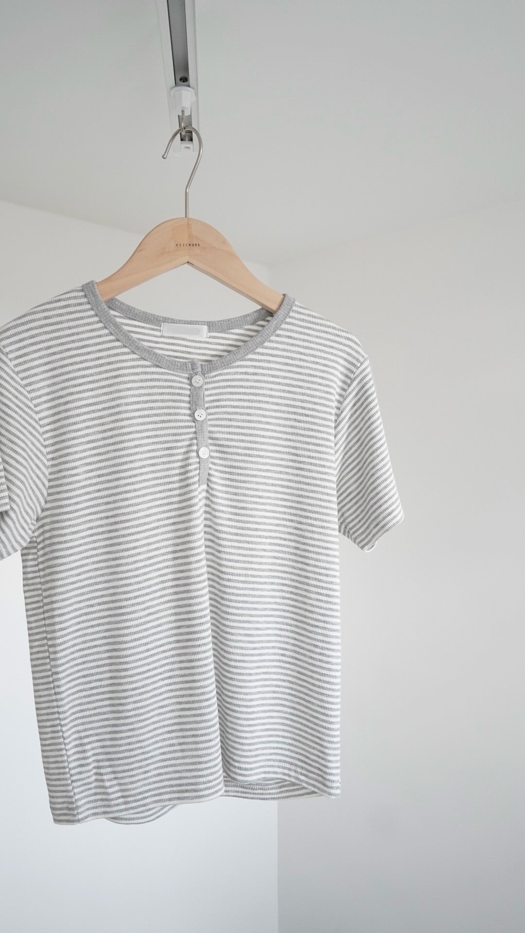 dora striped henley tee in grey (pre-order)
