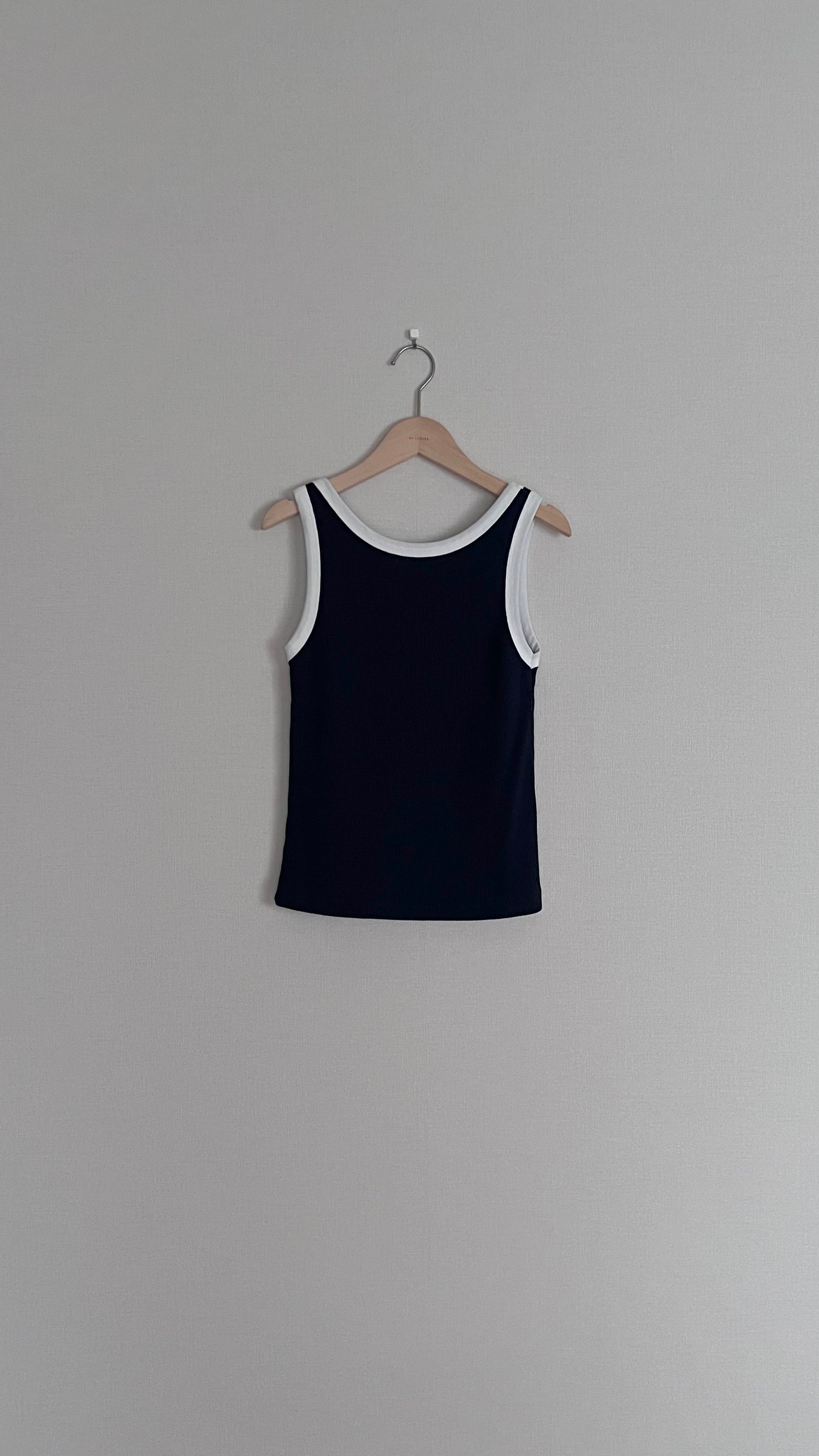 waffle vest top in navy