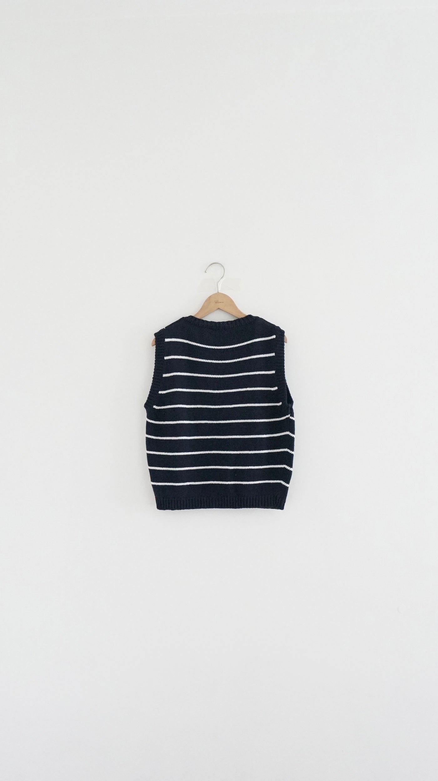 striped linen vest in navy (pre-order)