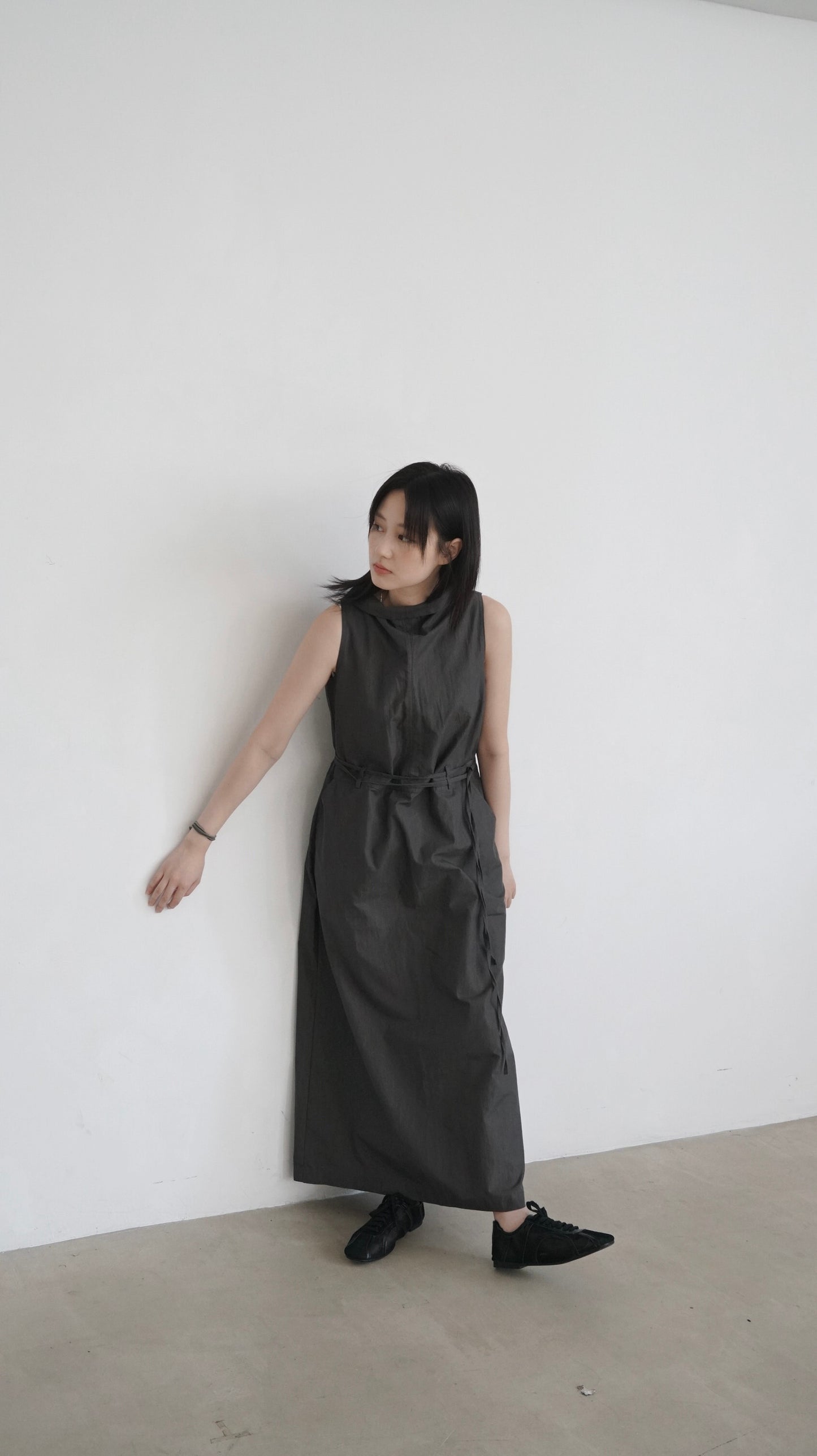 high-neck vintage dress in charcoal (pre-order)