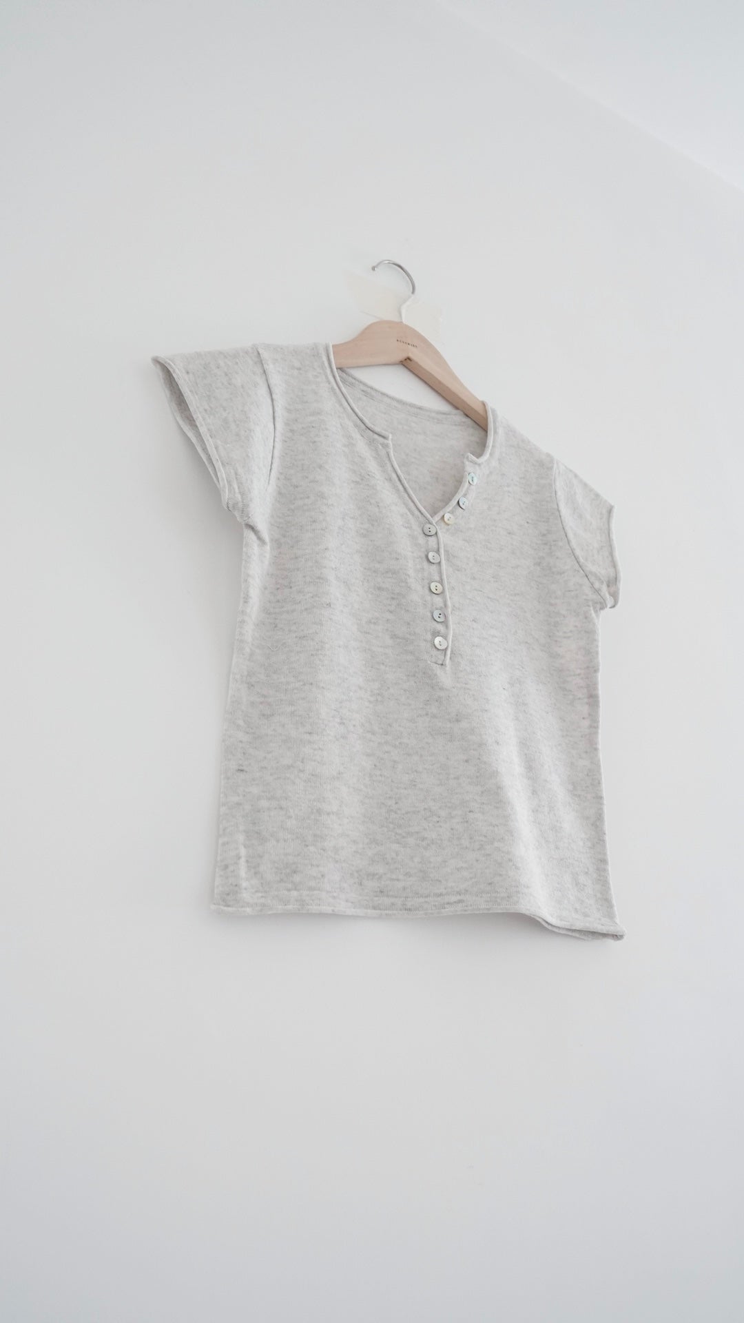 soren minimalist button knit top in grey (pre-order)