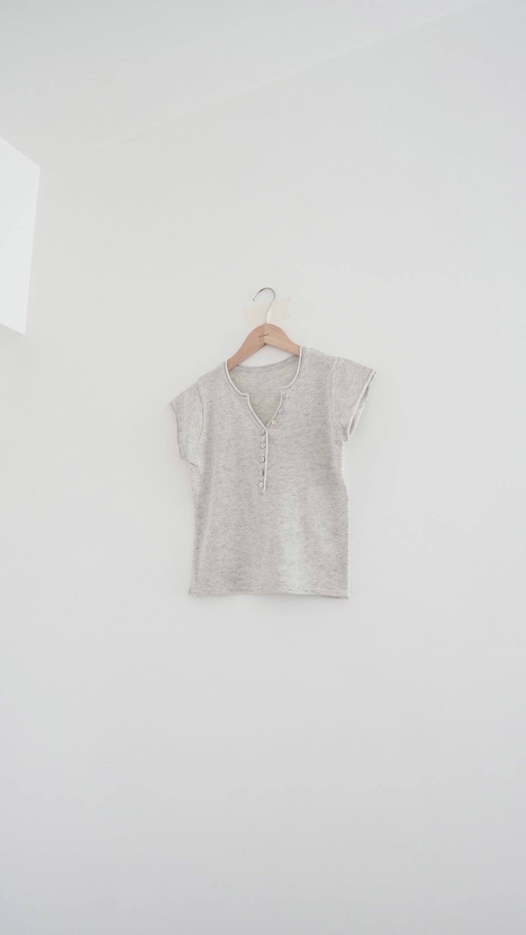 soren minimalist button knit top in grey (pre-order)