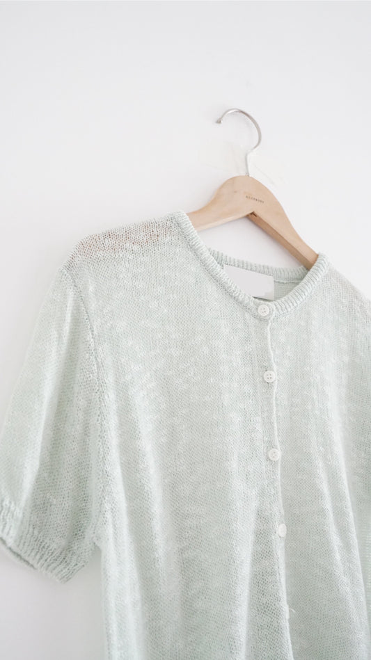 sheer short sleeve cardigan in mint (pre-order)