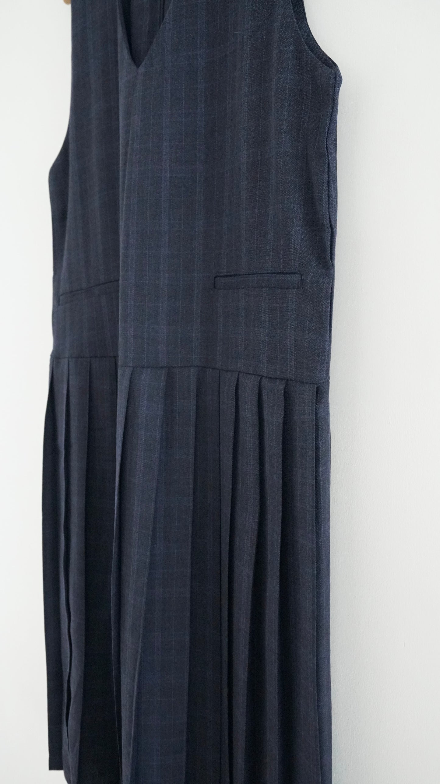 high-end checked dress in navy ( pre-order )