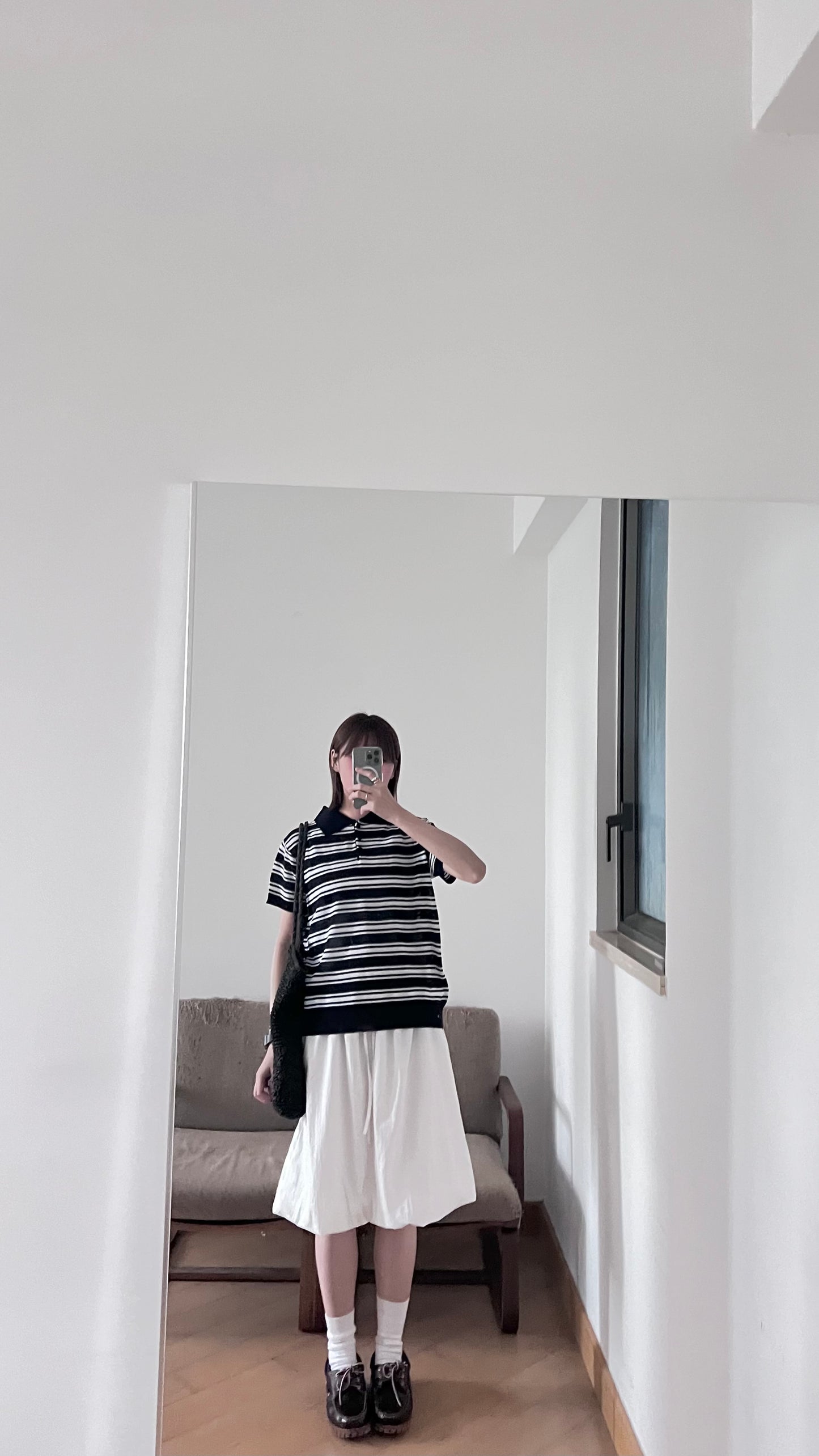everyday puff midi skirt in white (pre-order)
