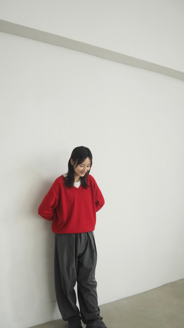 v-neck wool sweater in red (pre-order)