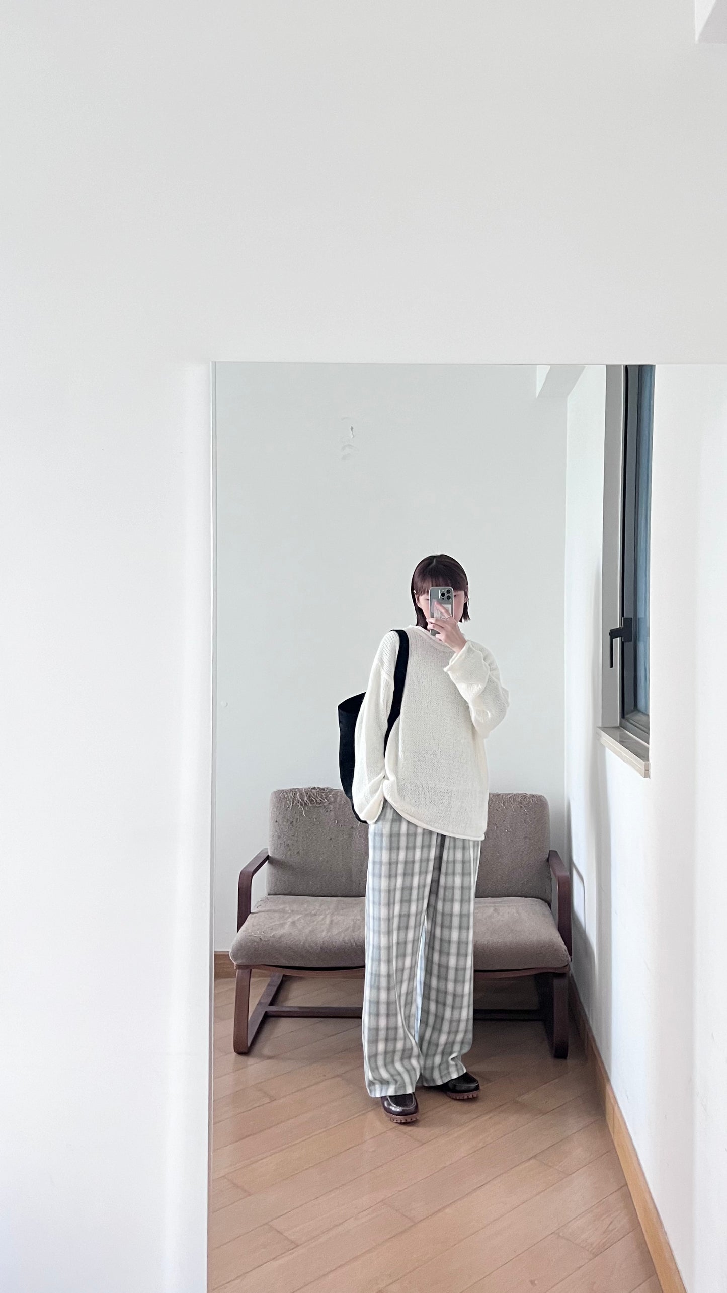 plaid lounge trousers in mint (pre-order)