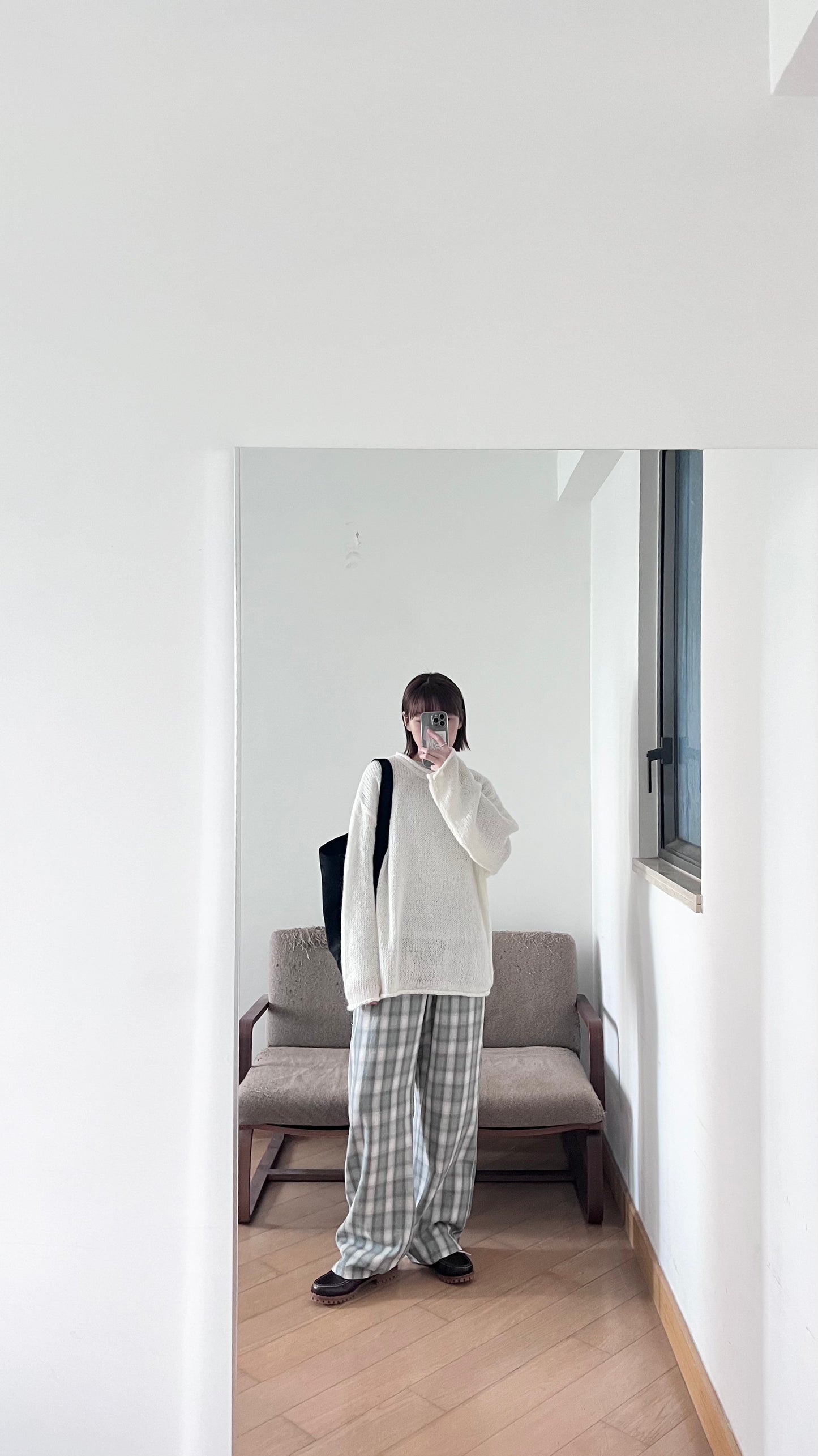 plaid lounge trousers in mint (pre-order)