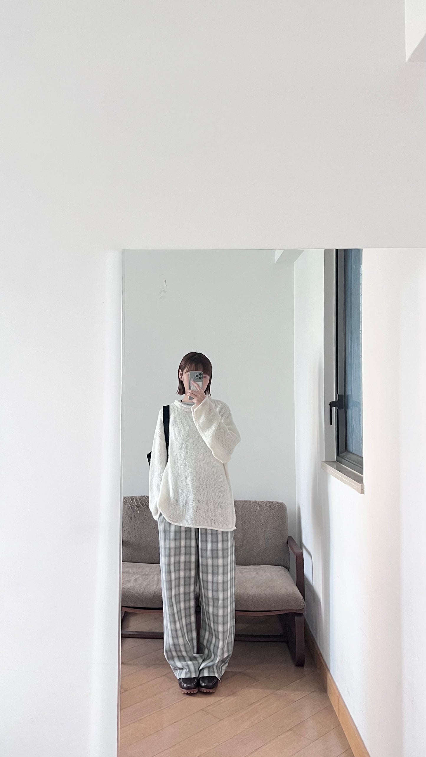 plaid lounge trousers in mint (pre-order)