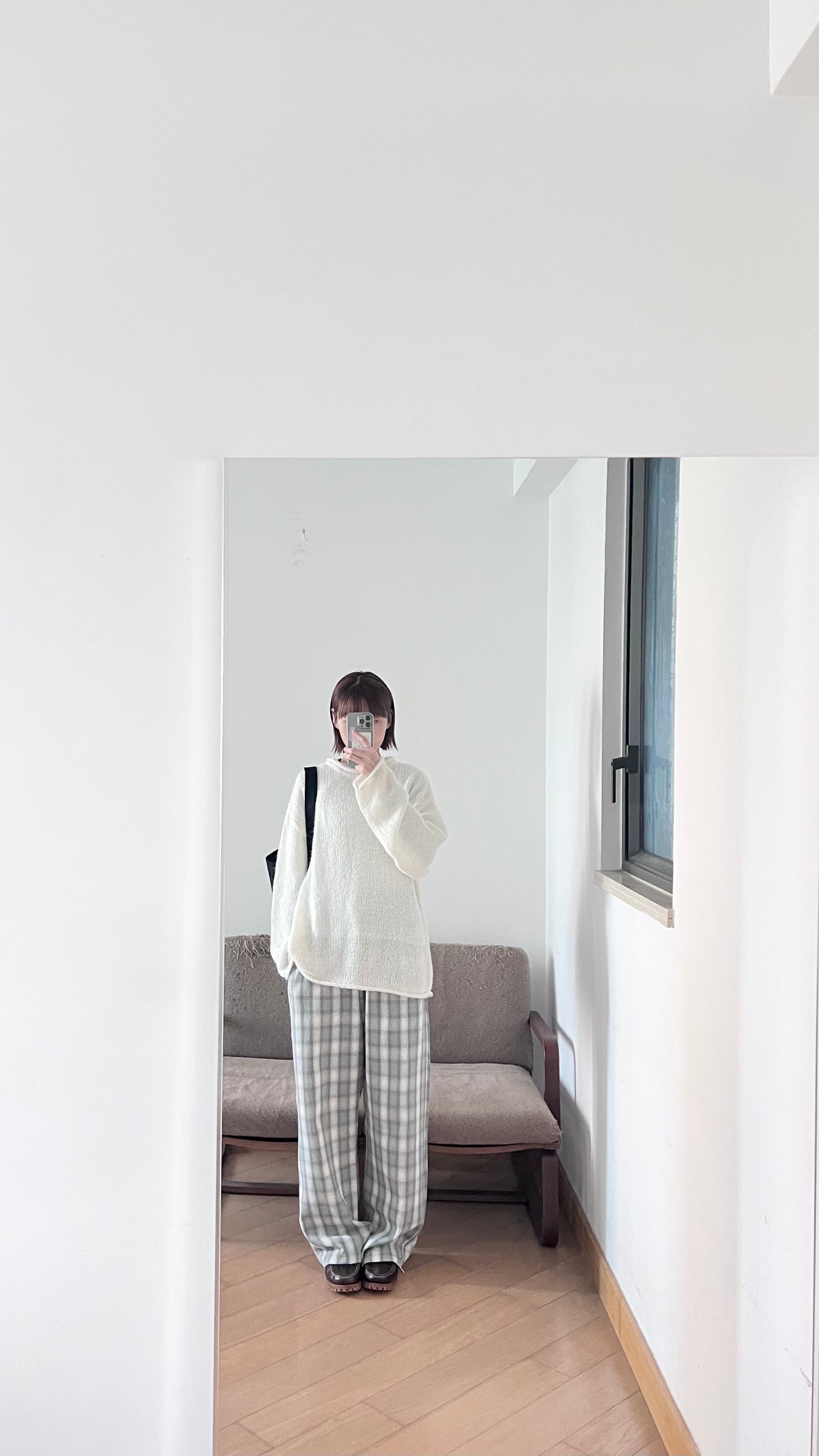 plaid lounge trousers in mint (pre-order)