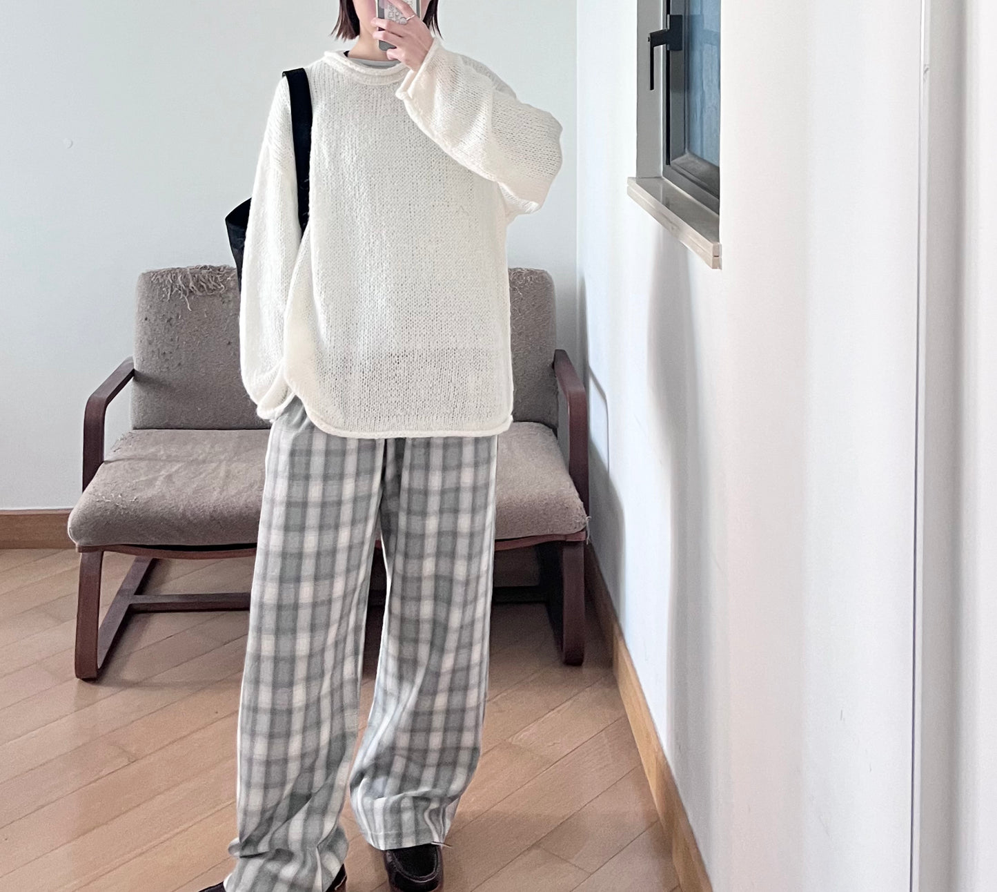 plaid lounge trousers in mint (pre-order)