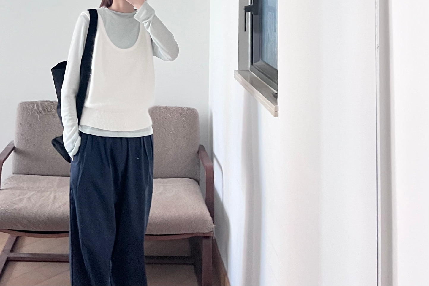 sheer silk top in baby-blue (pre-order)