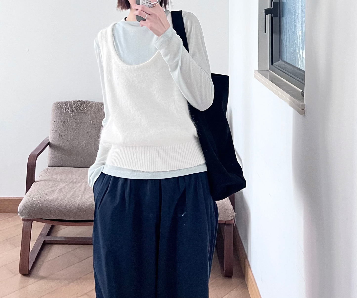 sheer silk top in baby-blue (pre-order)