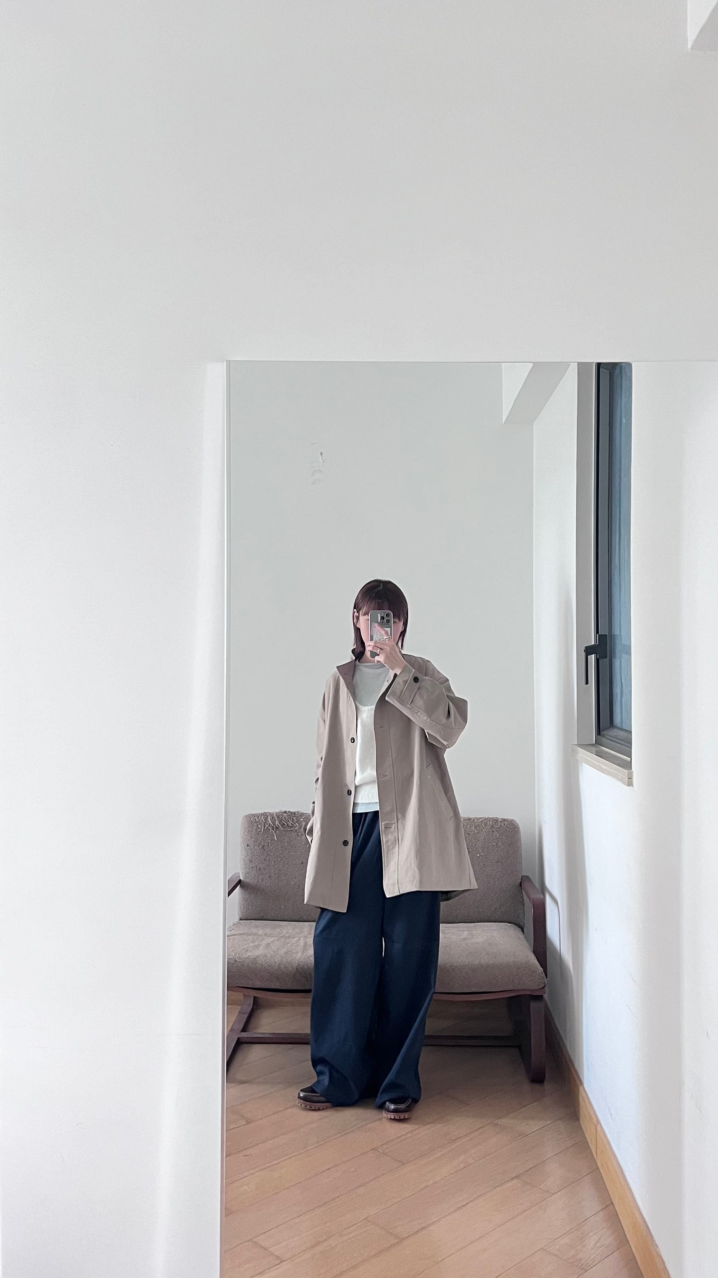 tailored collar coat in beige (pre-order)