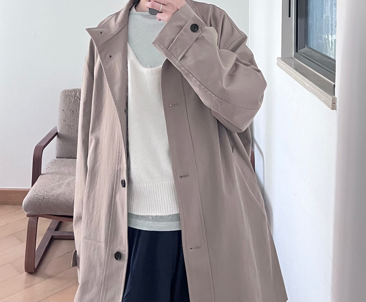 tailored collar coat in beige (pre-order)