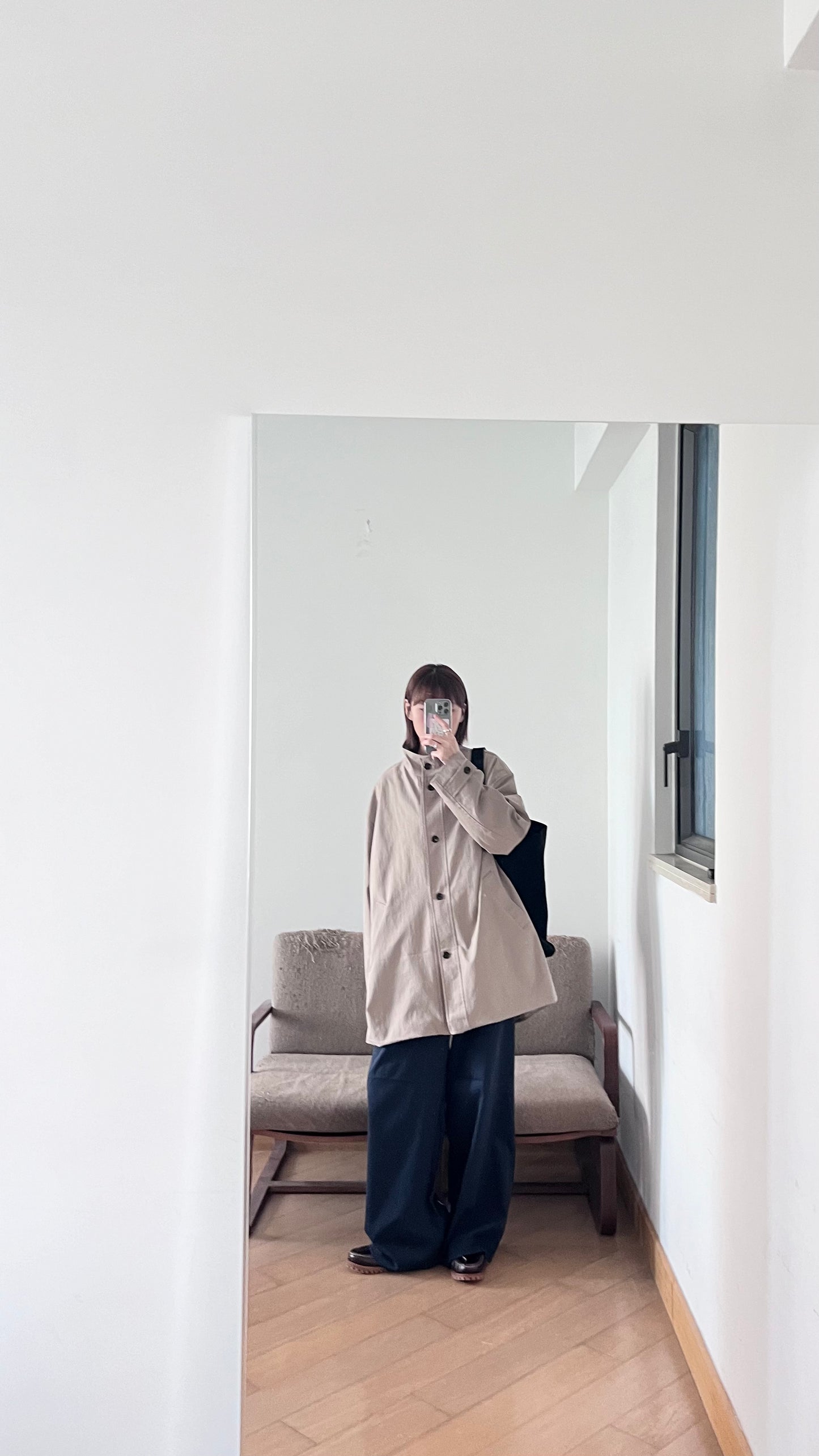 tailored collar coat in beige (pre-order)